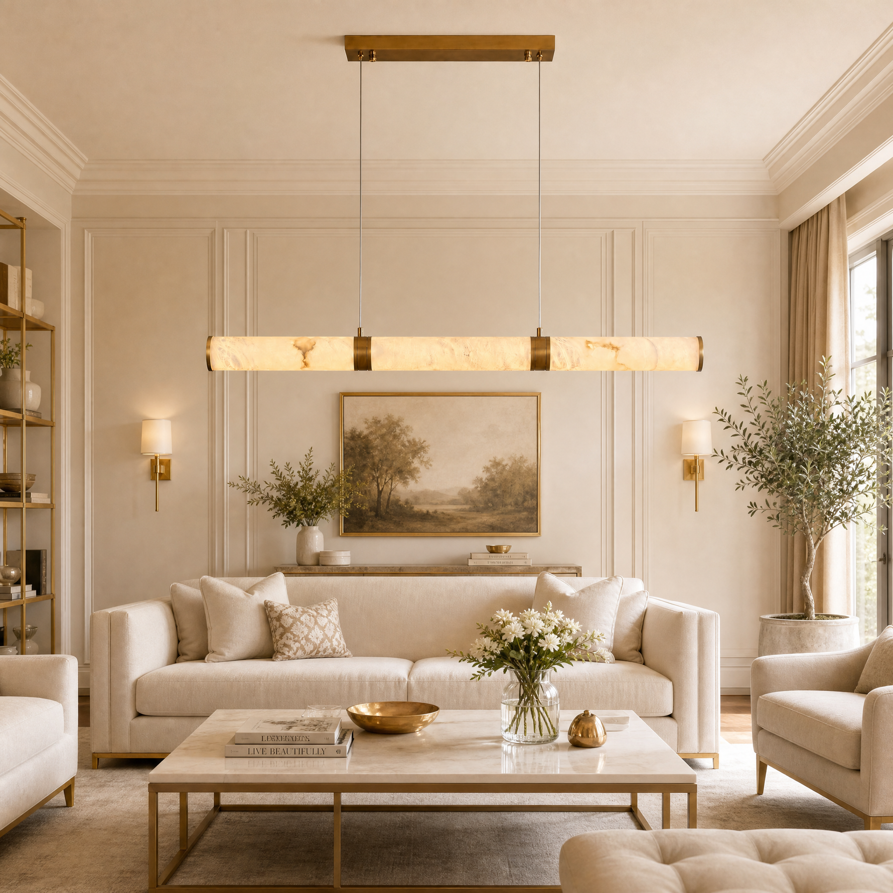 D1000 Tree Branch Chandelier Round Pendant - Copper Color