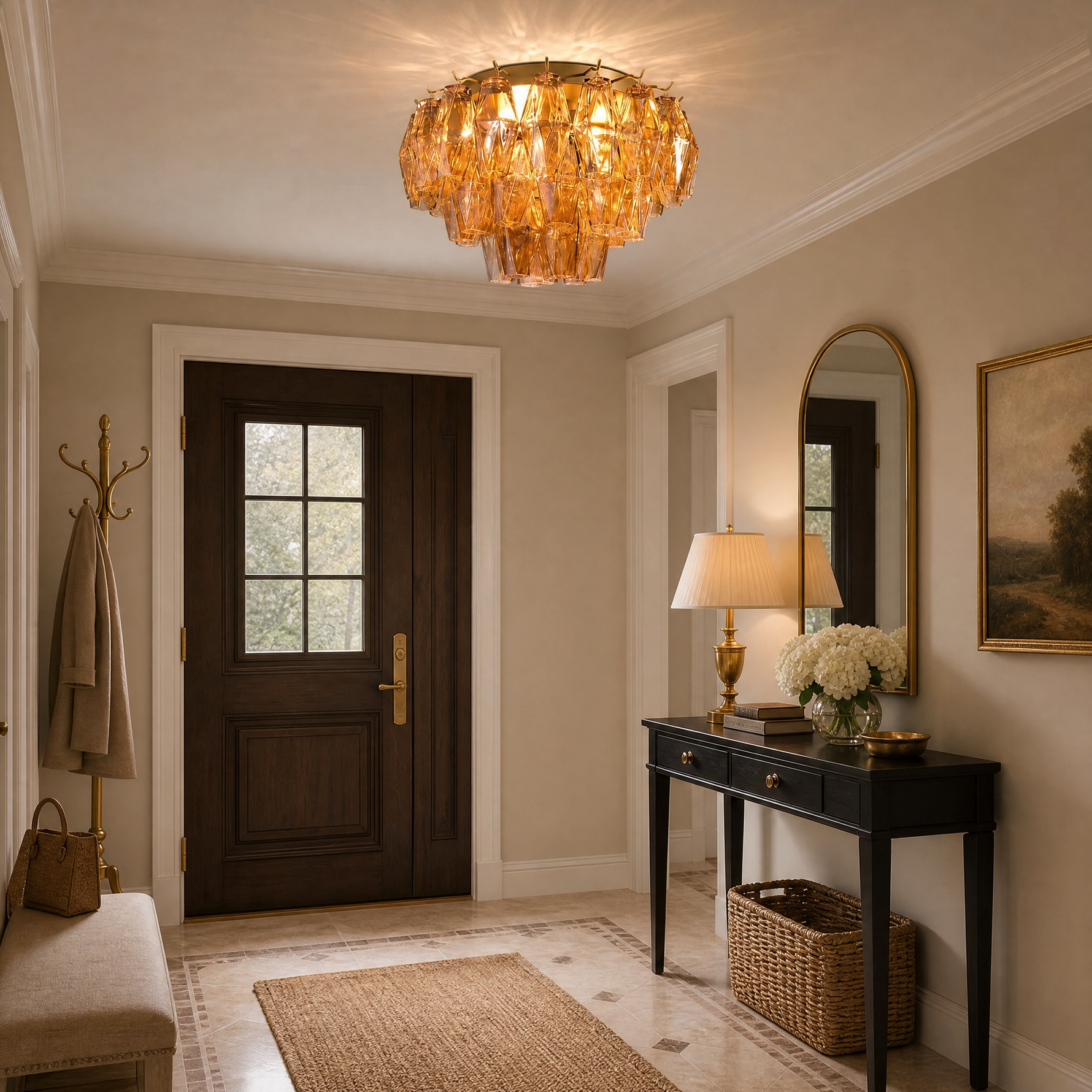 D1210 Hook Piece Crystal Round Pendant Clear Light Color Copper