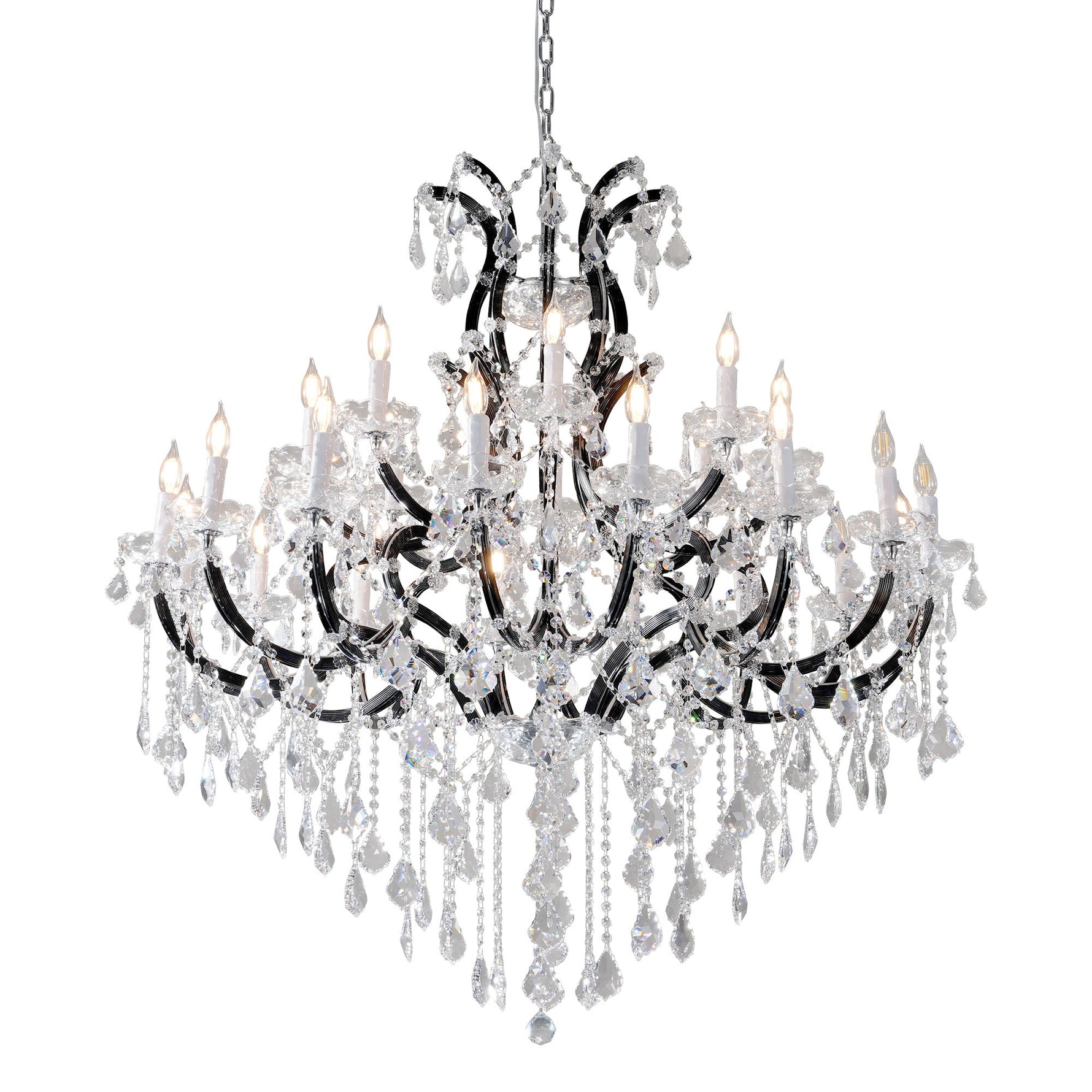 Modern Large Crystal Chandeliers Black / 24 Light
