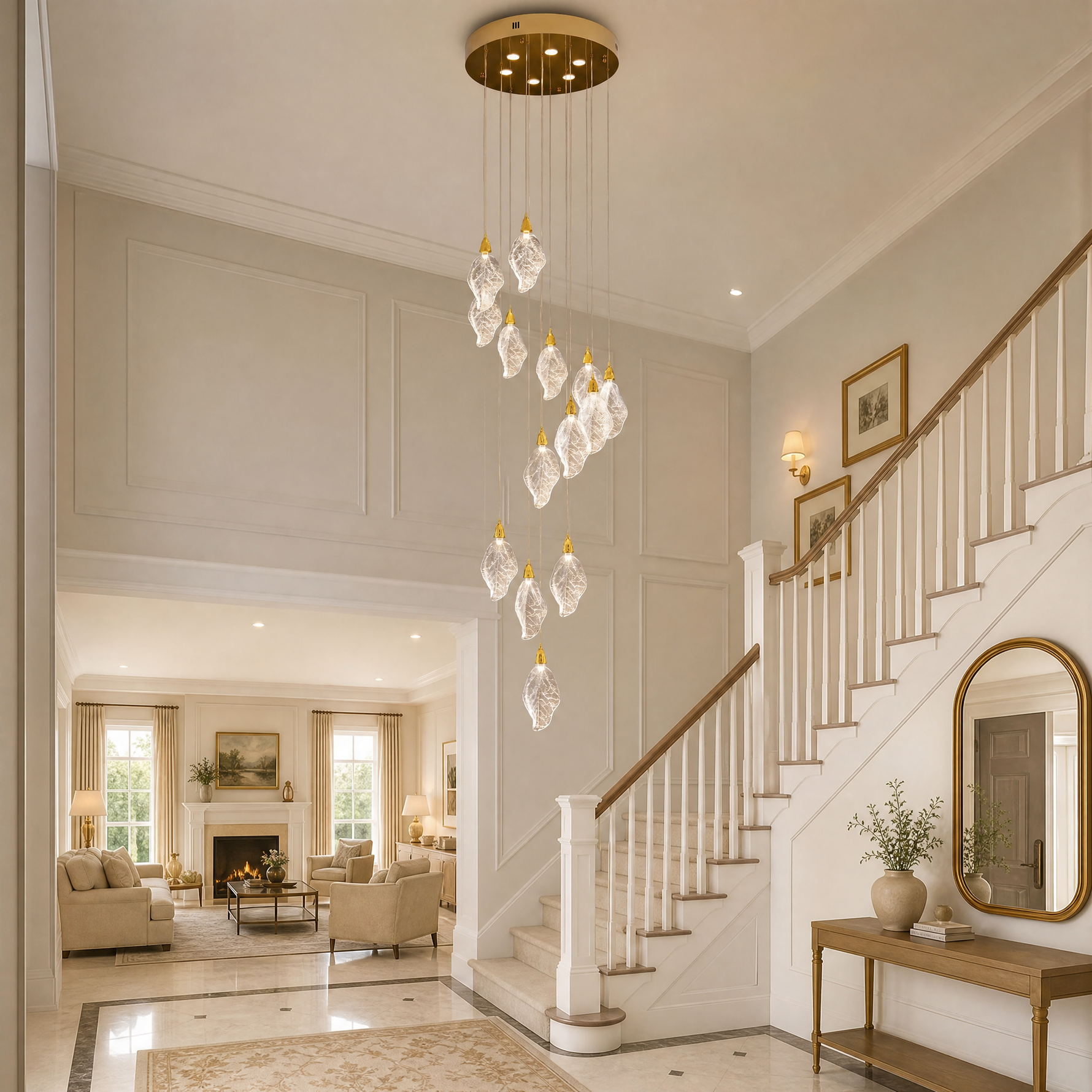 D500 Striped Crystal Stair Light - Gold