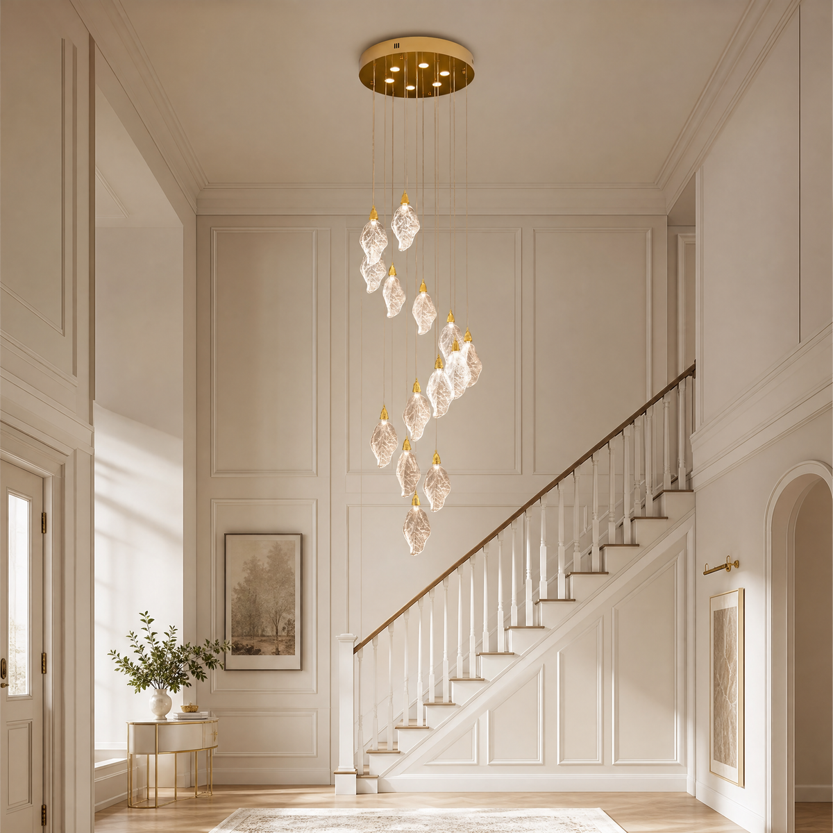 D500 Striped Crystal Stair Light - Gold