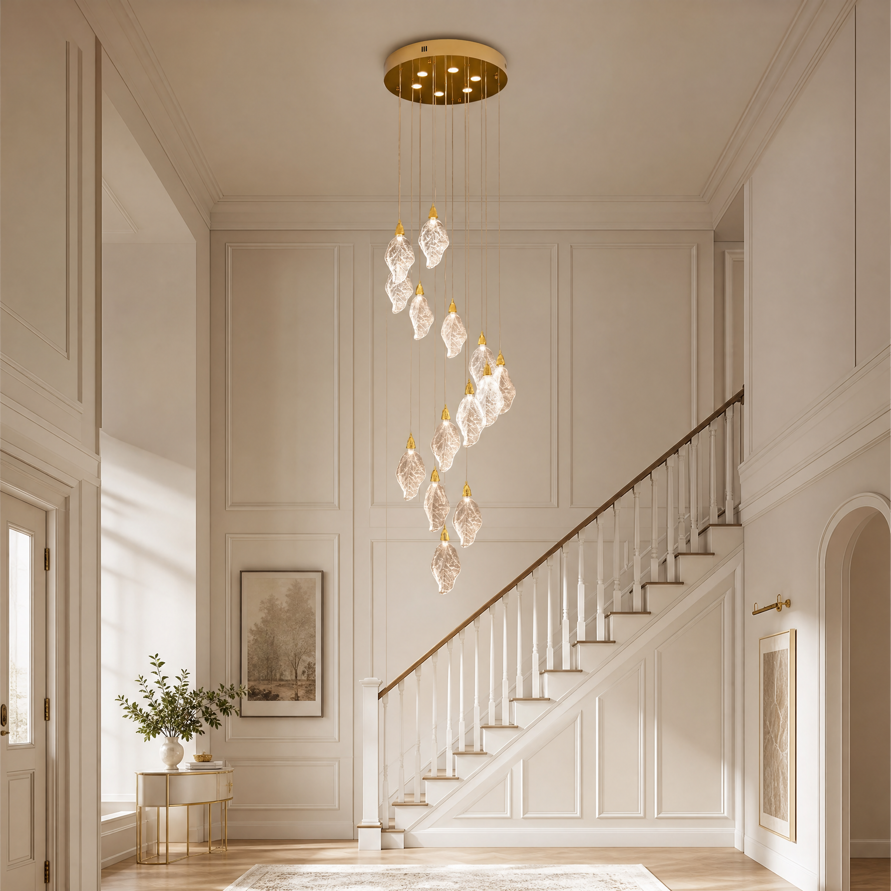 D500 Striped Crystal Stair Light - Gold