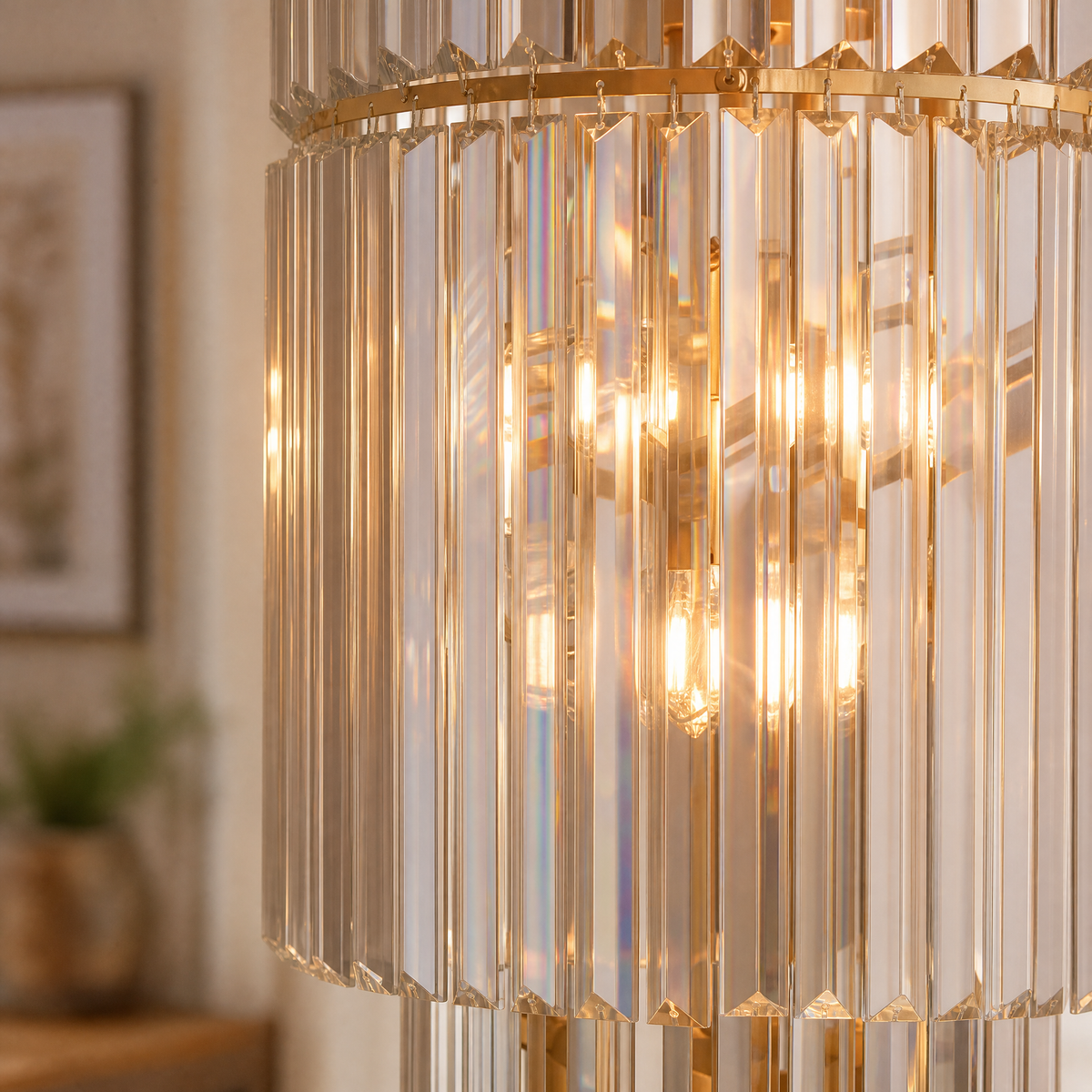D500 Striped Crystal Stair Light - Gold