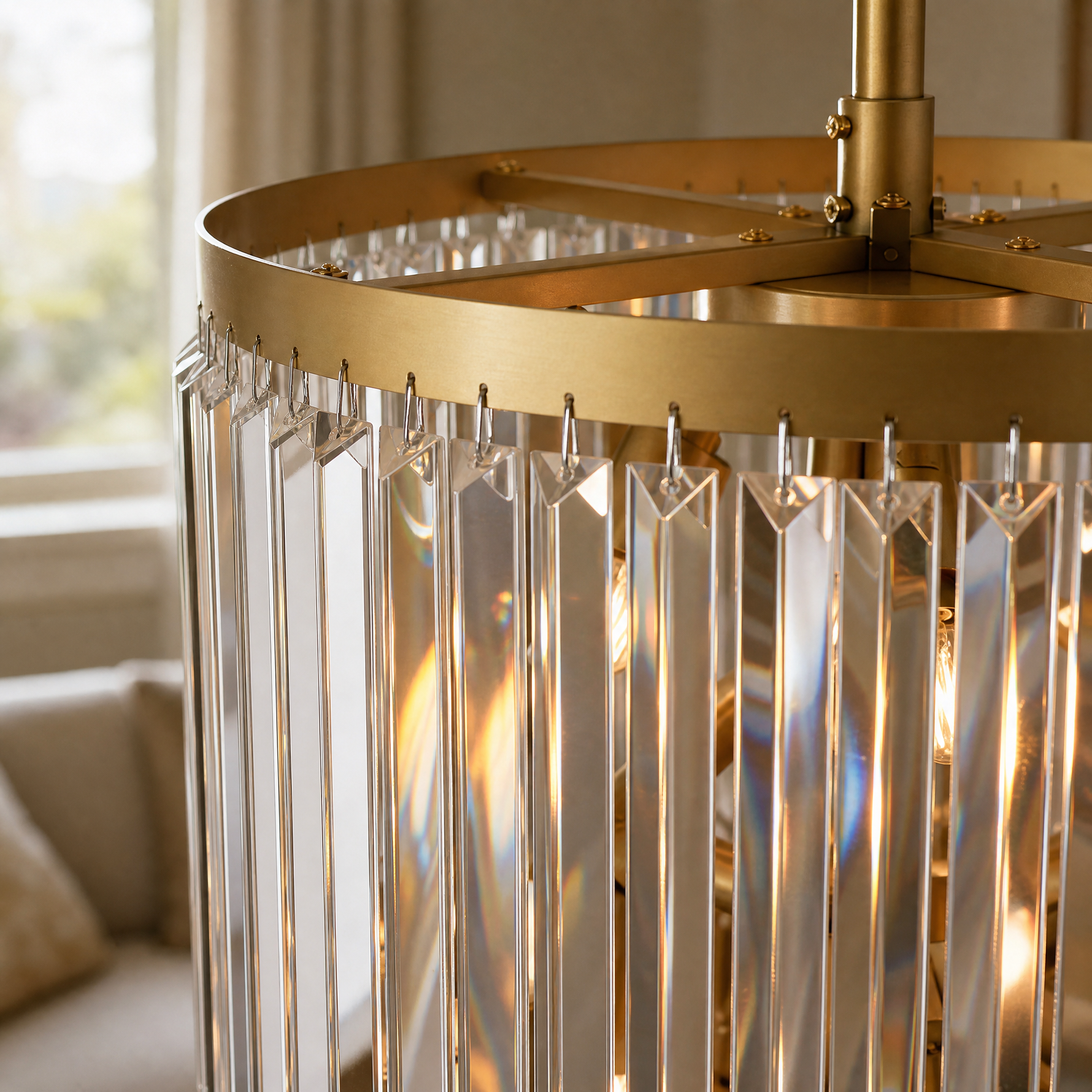 D500 Striped Crystal Stair Light - Gold