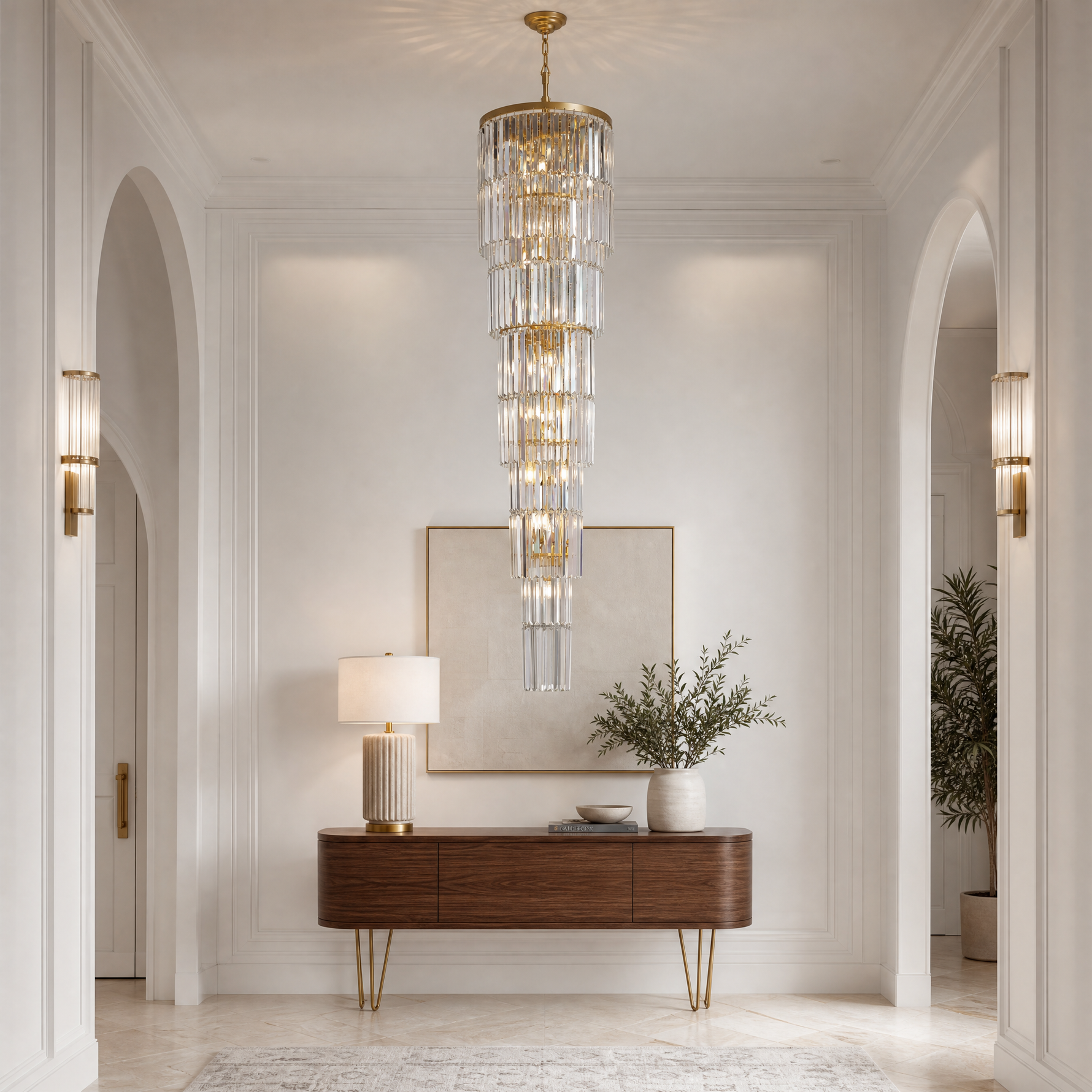 D500 Striped Crystal Stair Light - Gold
