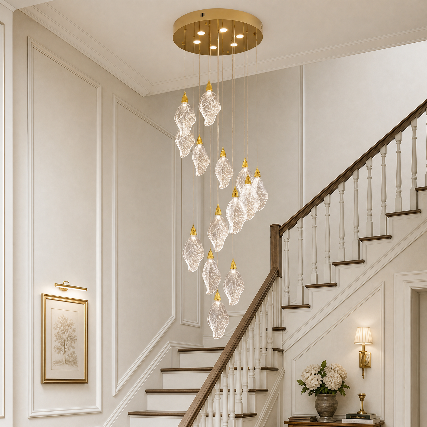 D500 Striped Crystal Stair Light - Gold