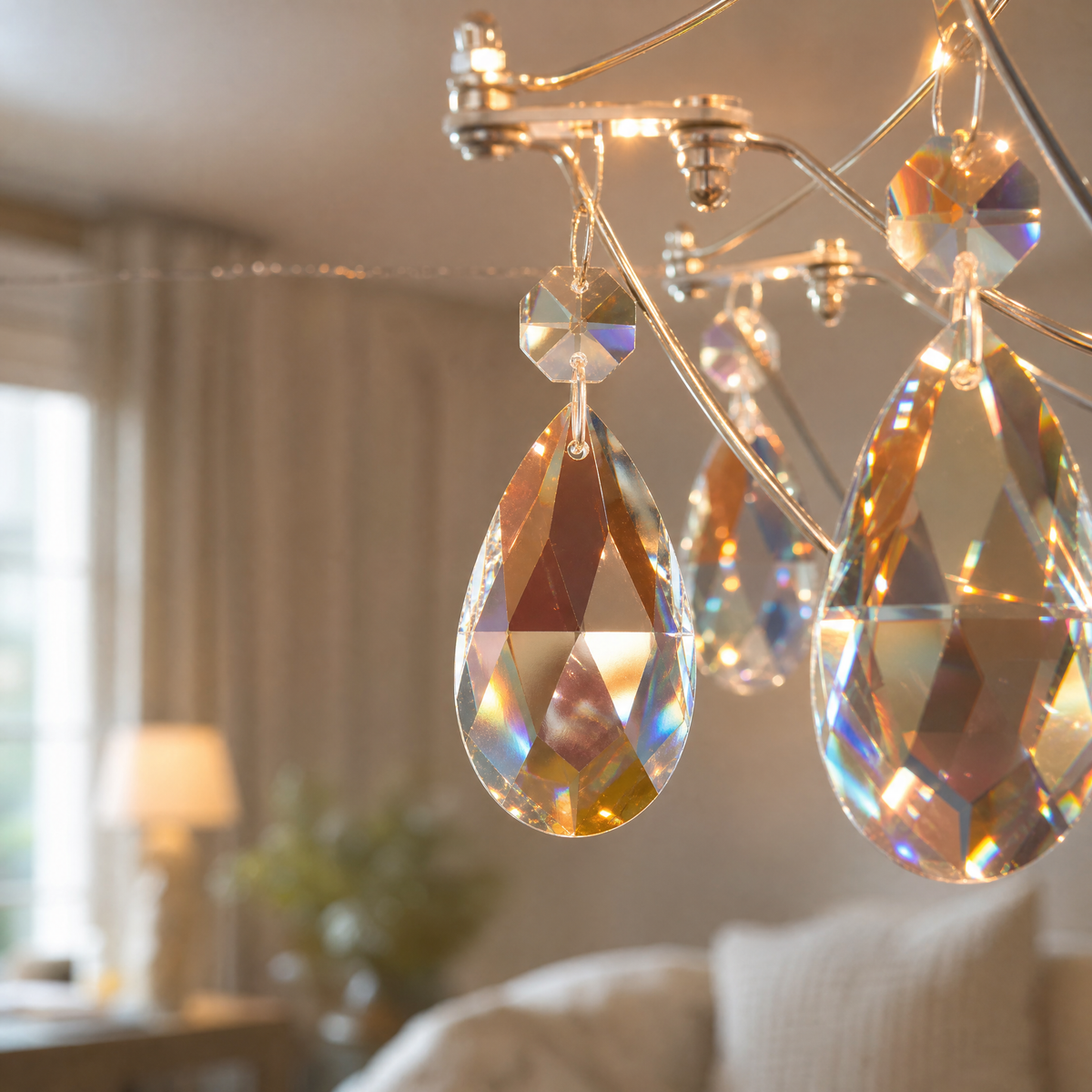 D580 Light Cube Crystal Round Pendant