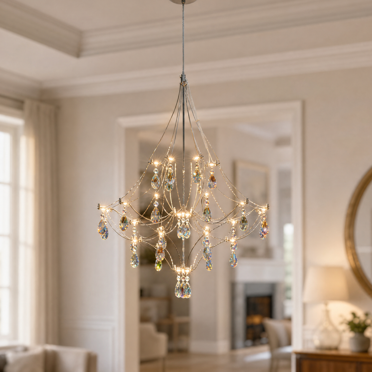 D580 Light Cube Crystal Round Pendant