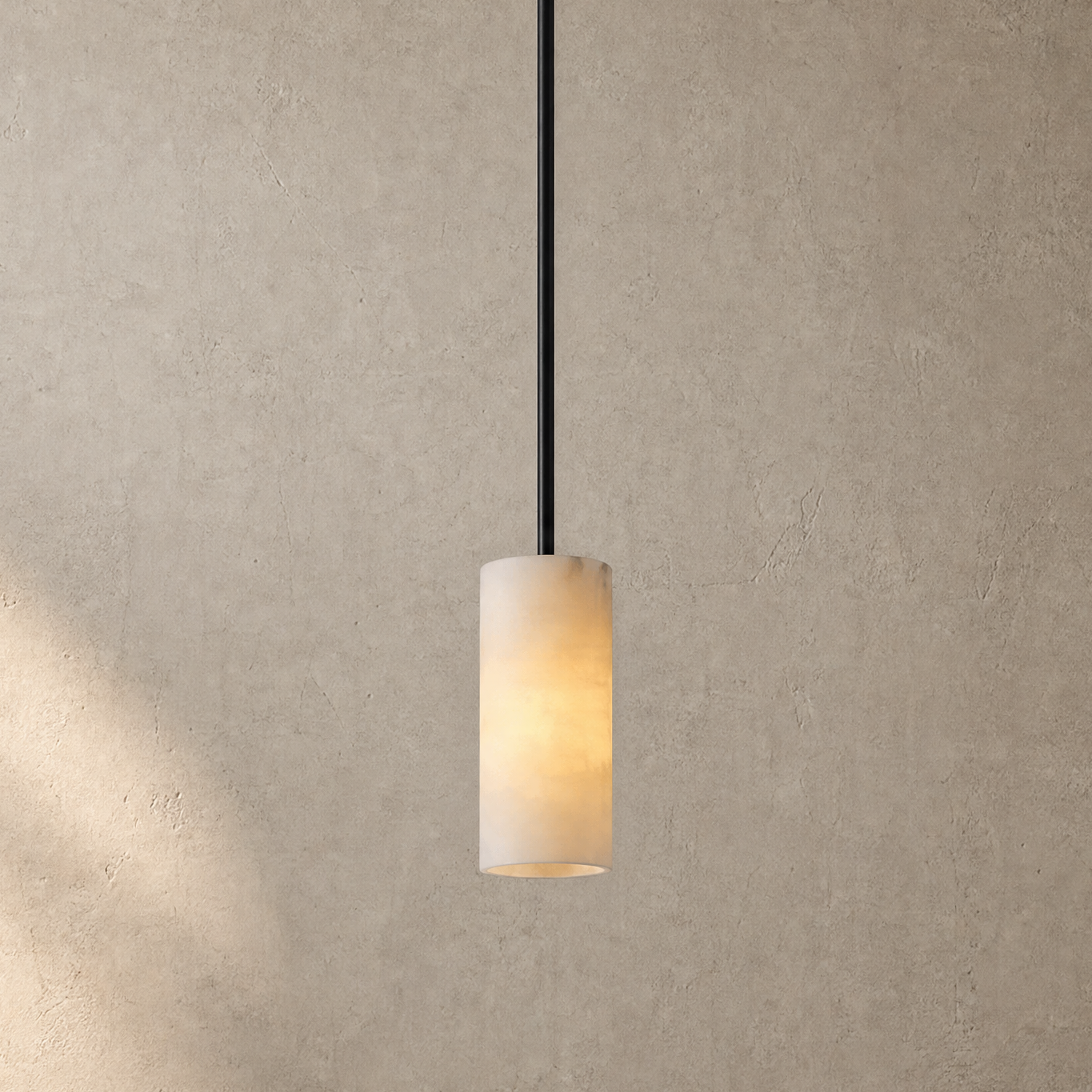 D600 - Alabaster Lingyu Round Pendant - Copper Color