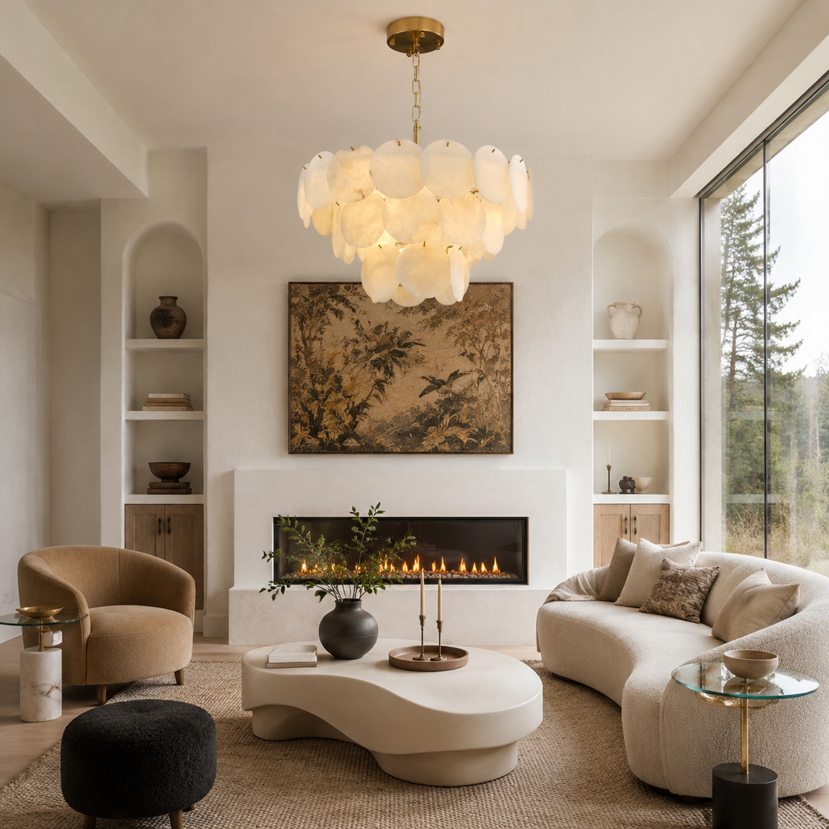 D600 Marble Stone Round Hanging - Copper Color