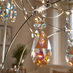 D800 Light Cube Crystal Round Pendant - Stainless Steel Color