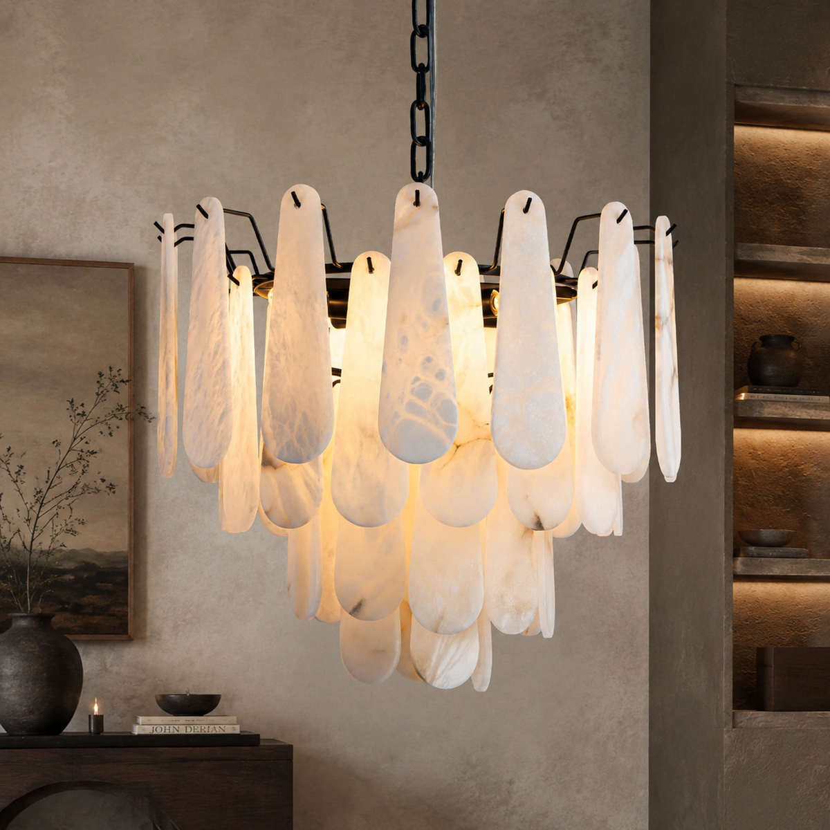 D800 Light Cube Crystal Round Pendant - Stainless Steel Color