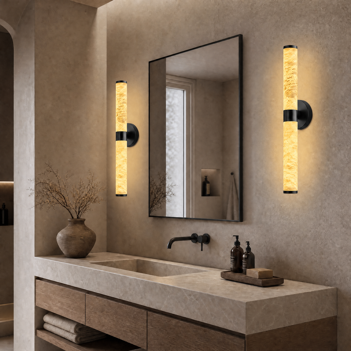 D800-Marble Tile Round Pendant - Copper Color