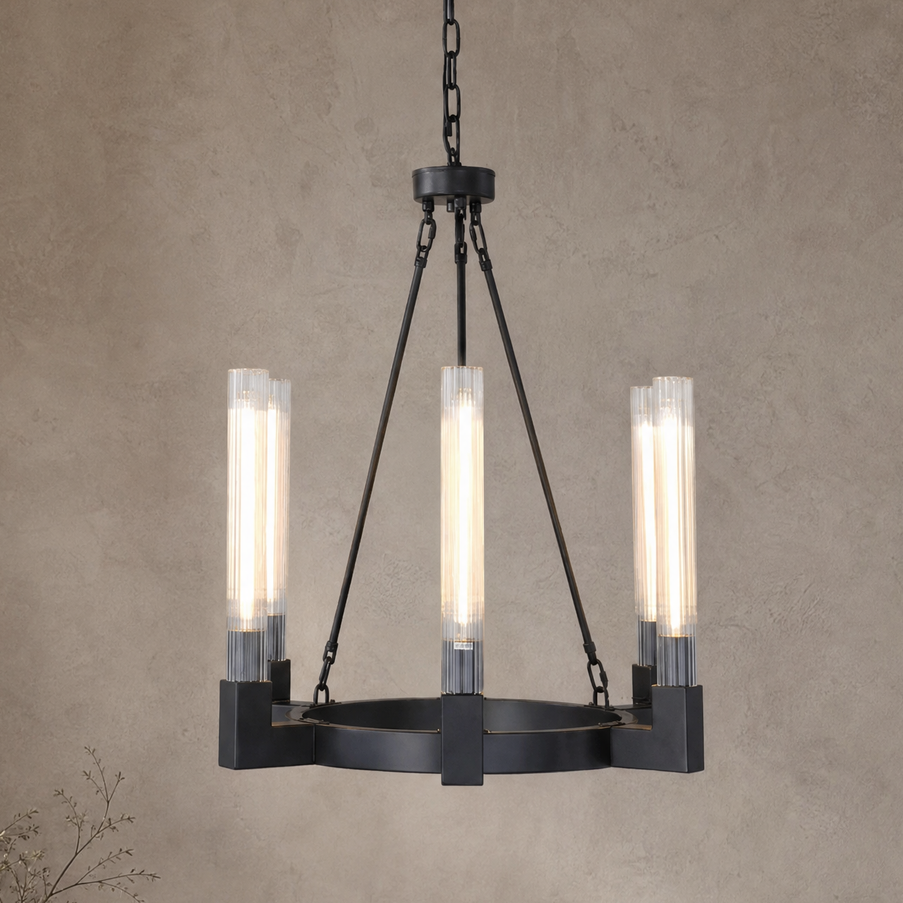 D800 Tree Branch Chandelier Round Hanging - Copper Color
