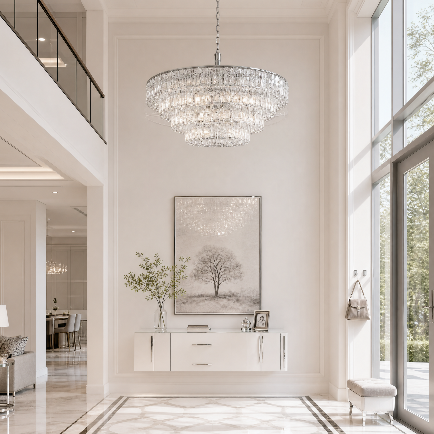 D910 Hook Piece Crystal Round Pendant Clear Light Color - Black