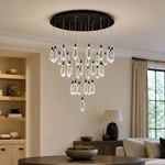 D910 Teardrop Crystal Round Pendant - Black