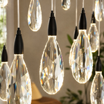 D910 Teardrop Crystal Round Pendant - Black