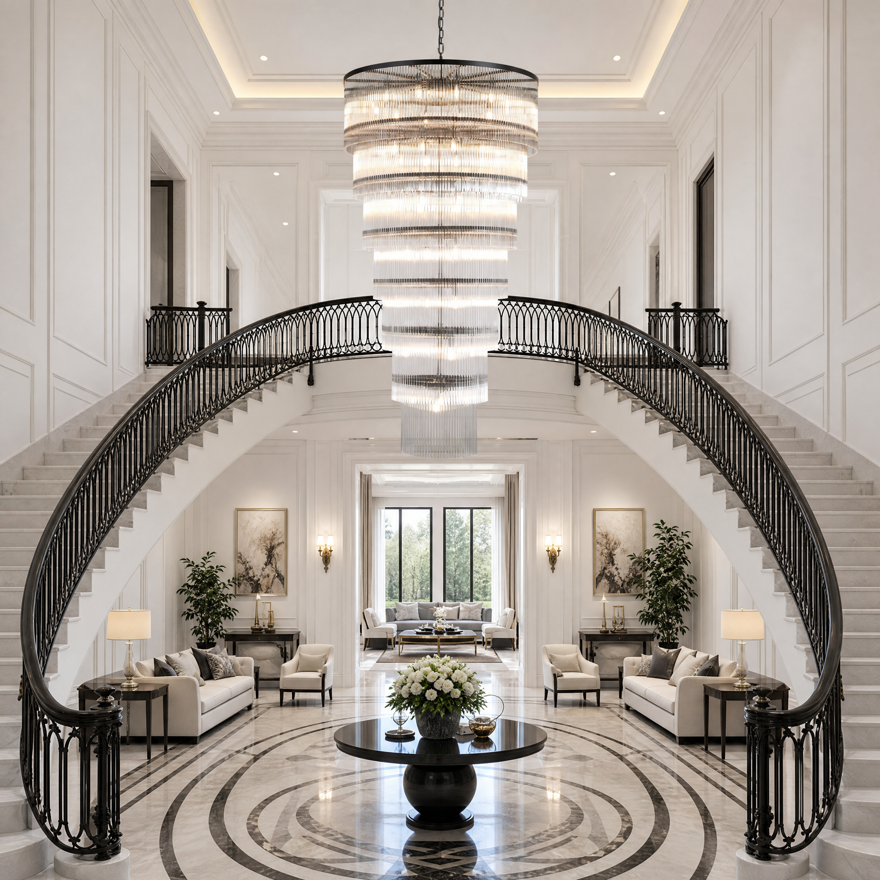 D990 Seven-Layer Striped Column Stair Light - Black