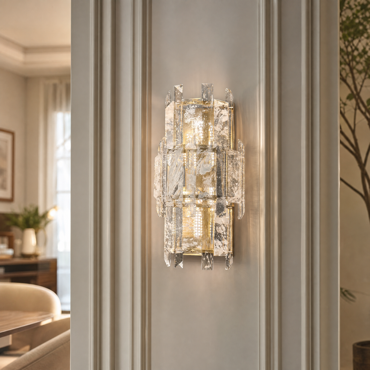 Daisy Rock Crystal Wall Sconce 19"