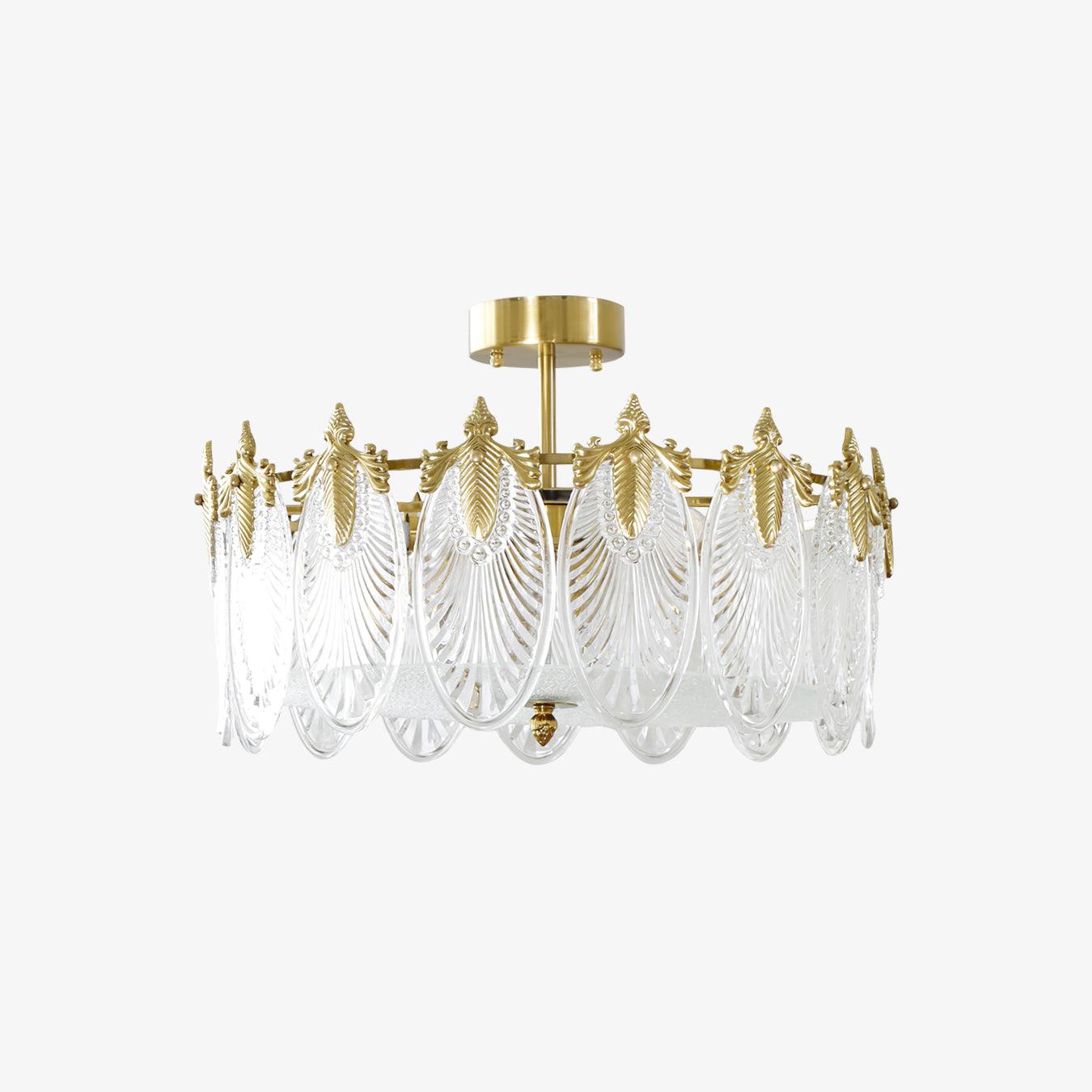 Decorative Pattern Glass Round Chandelier - YIOSI