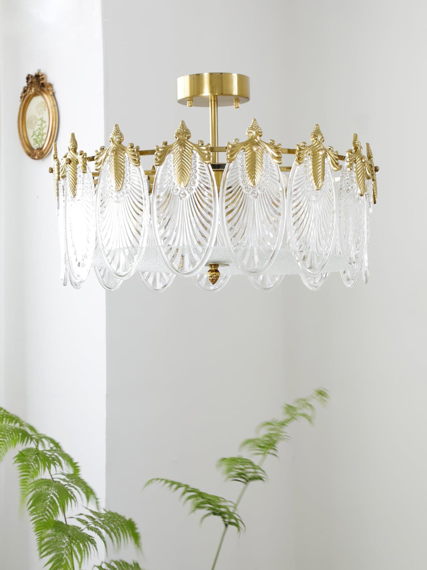 Decorative Pattern Glass Round Chandelier - YIOSI