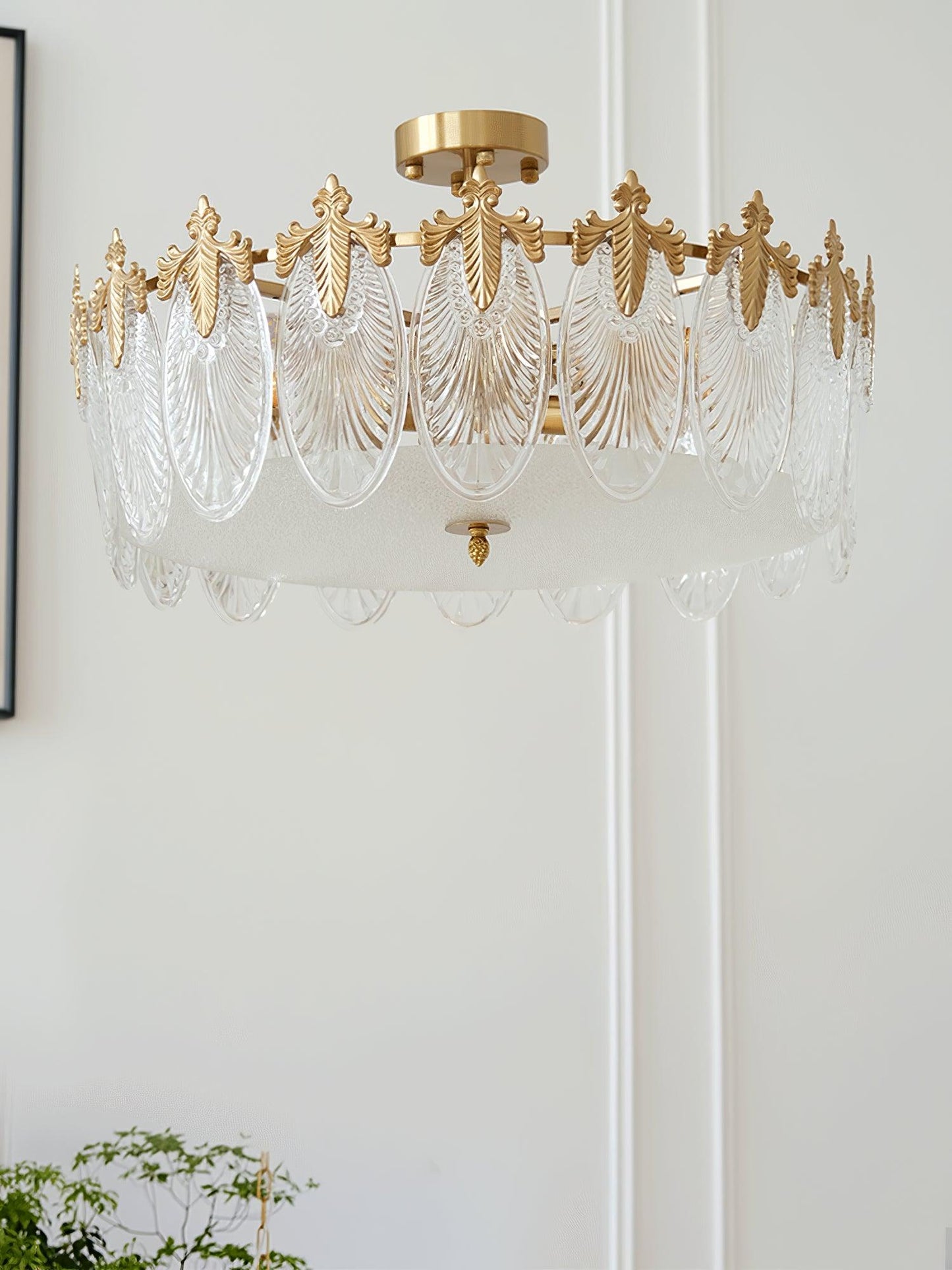 Decorative Pattern Glass Round Chandelier - YIOSI