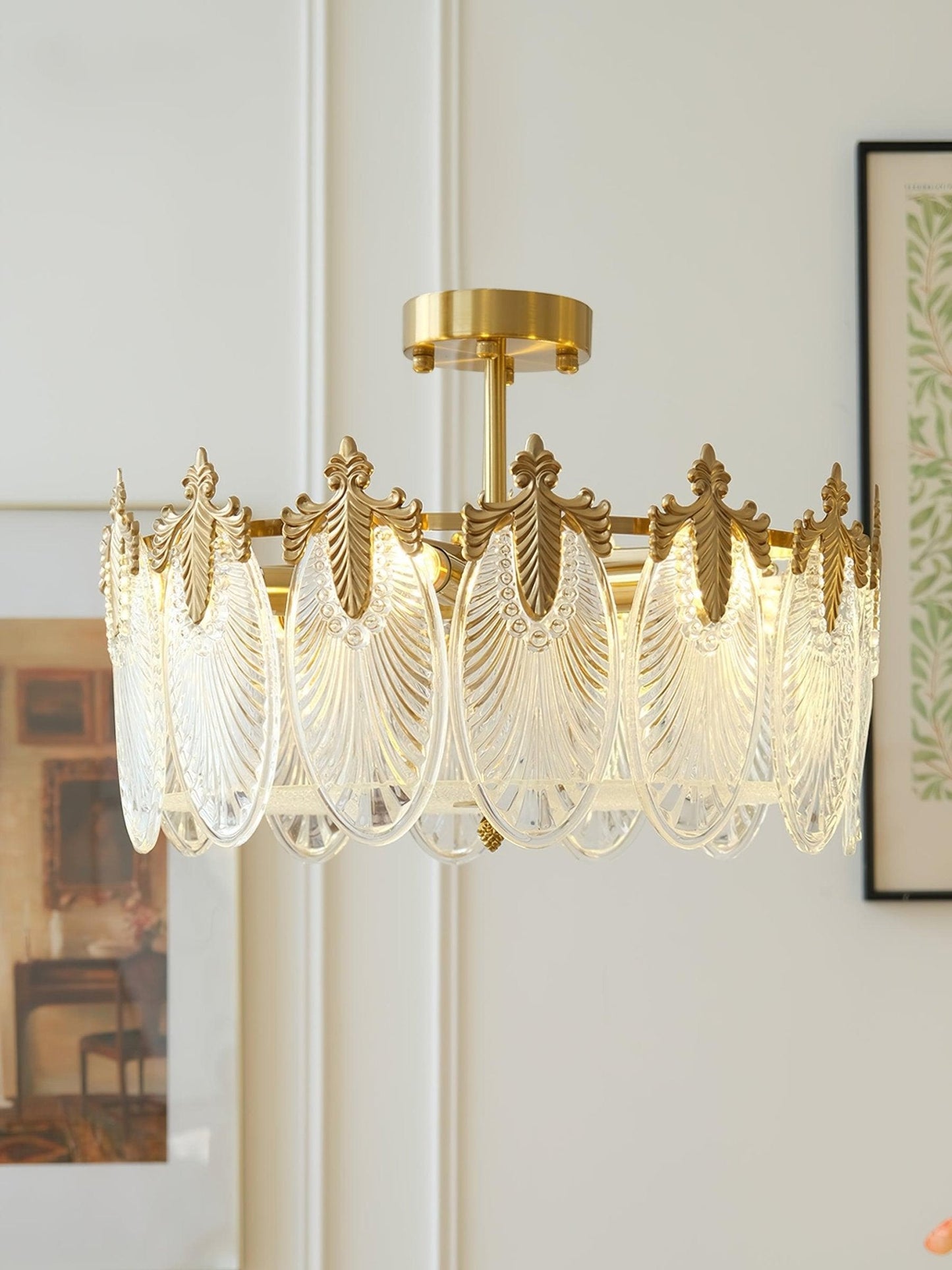 Decorative Pattern Glass Round Chandelier - YIOSI