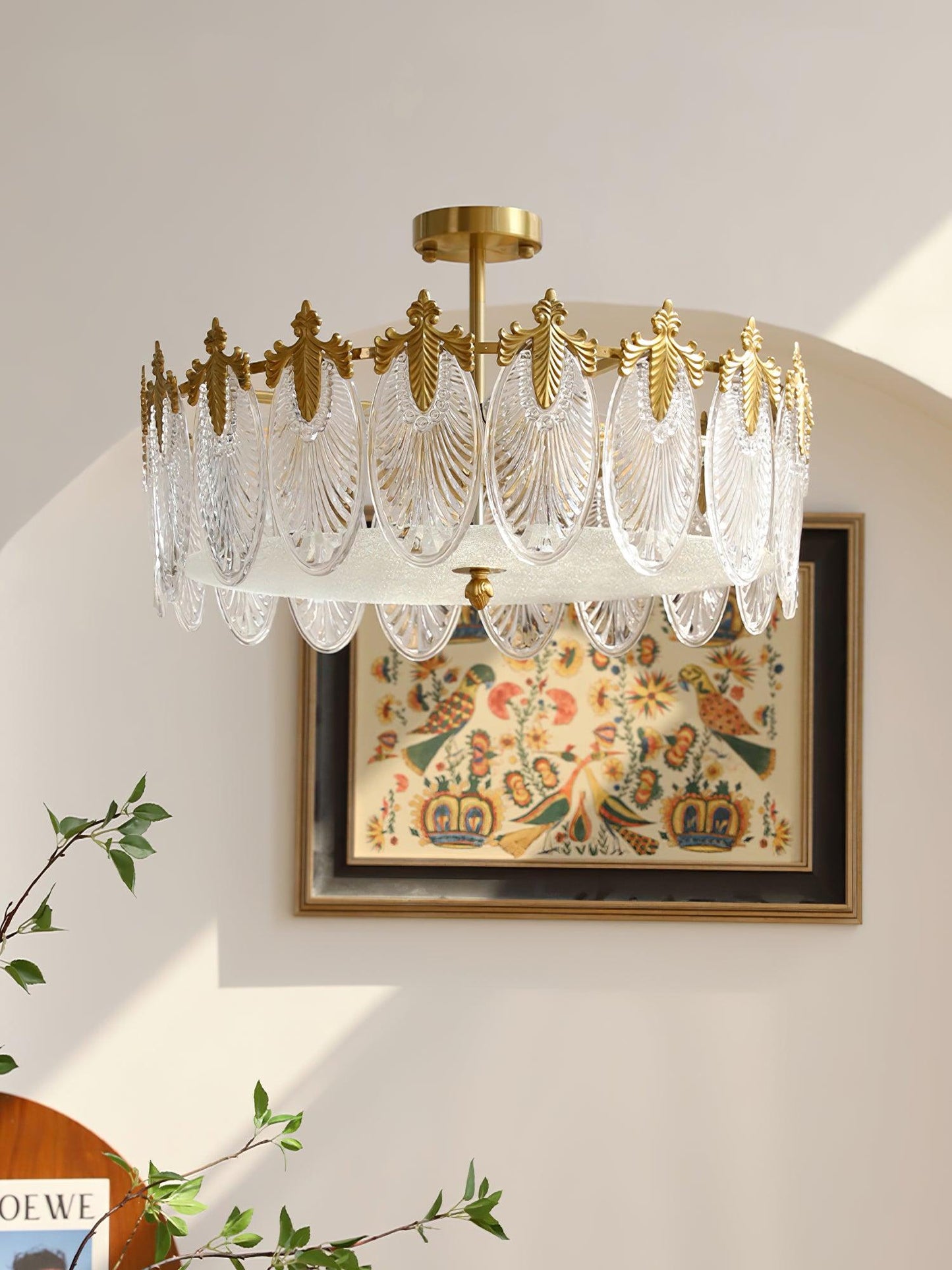 Decorative Pattern Glass Round Chandelier - YIOSI