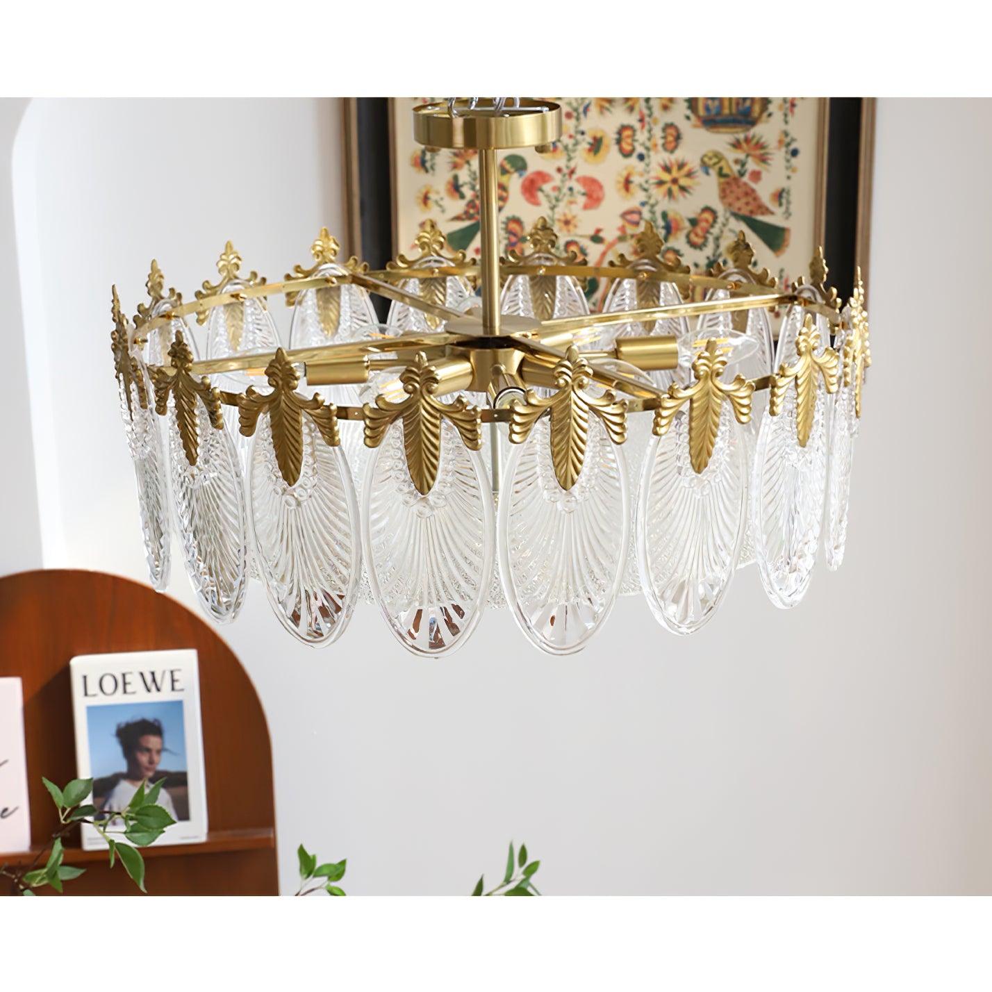 Decorative Pattern Glass Round Chandelier - YIOSI