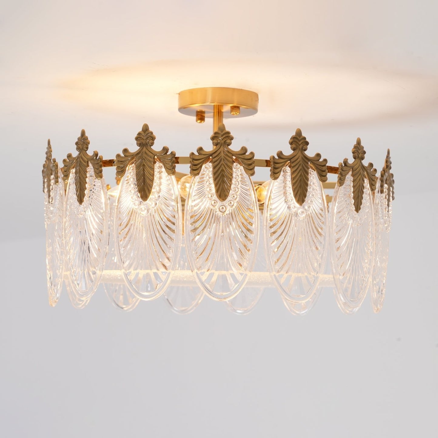 Decorative Pattern Glass Round Chandelier - YIOSI