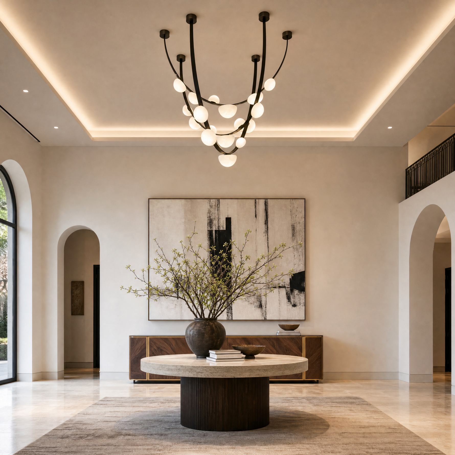 Dew Drops Alabaster LED Chandelier – Black White Warm Light