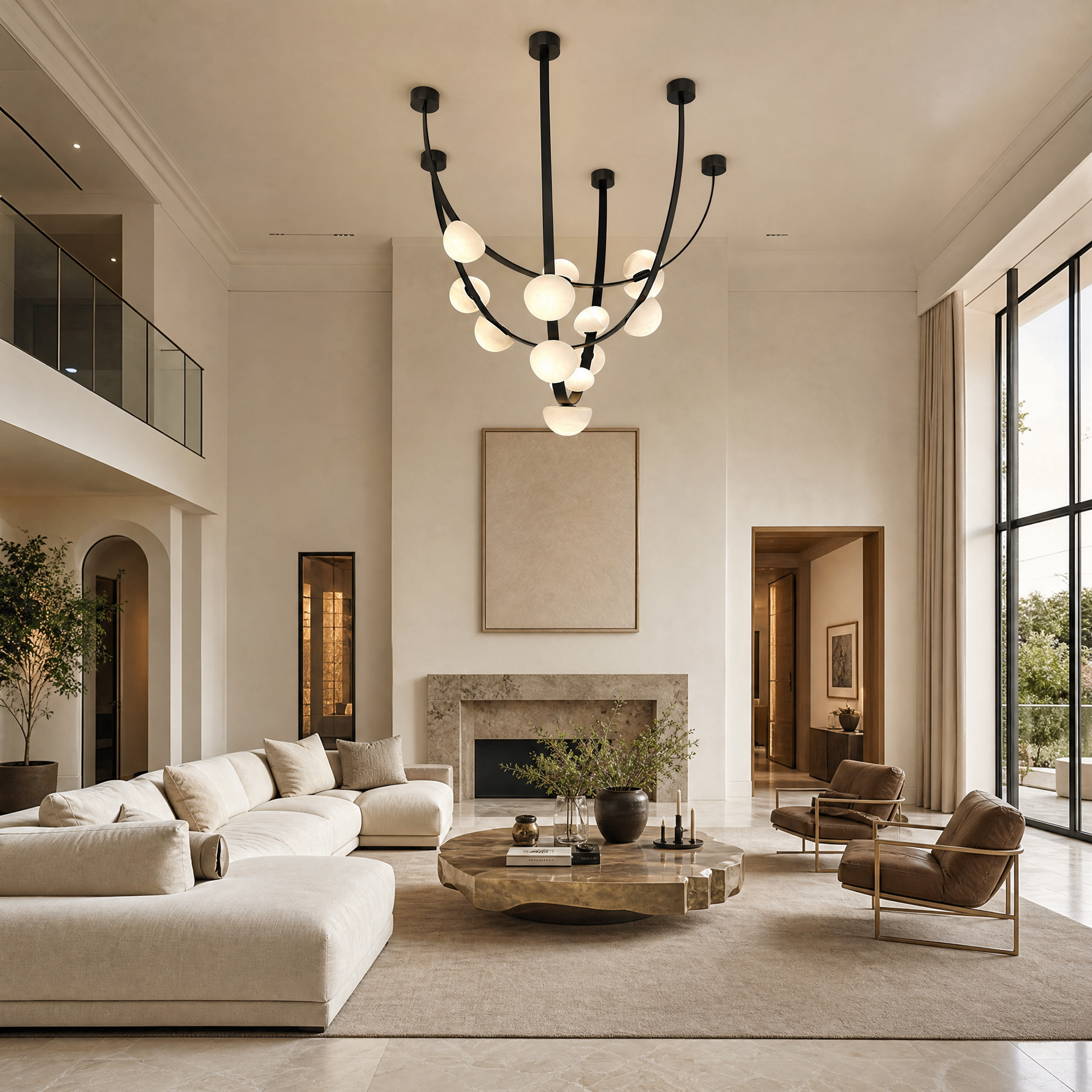 Dew Drops Alabaster LED Chandelier – Black White Warm Light