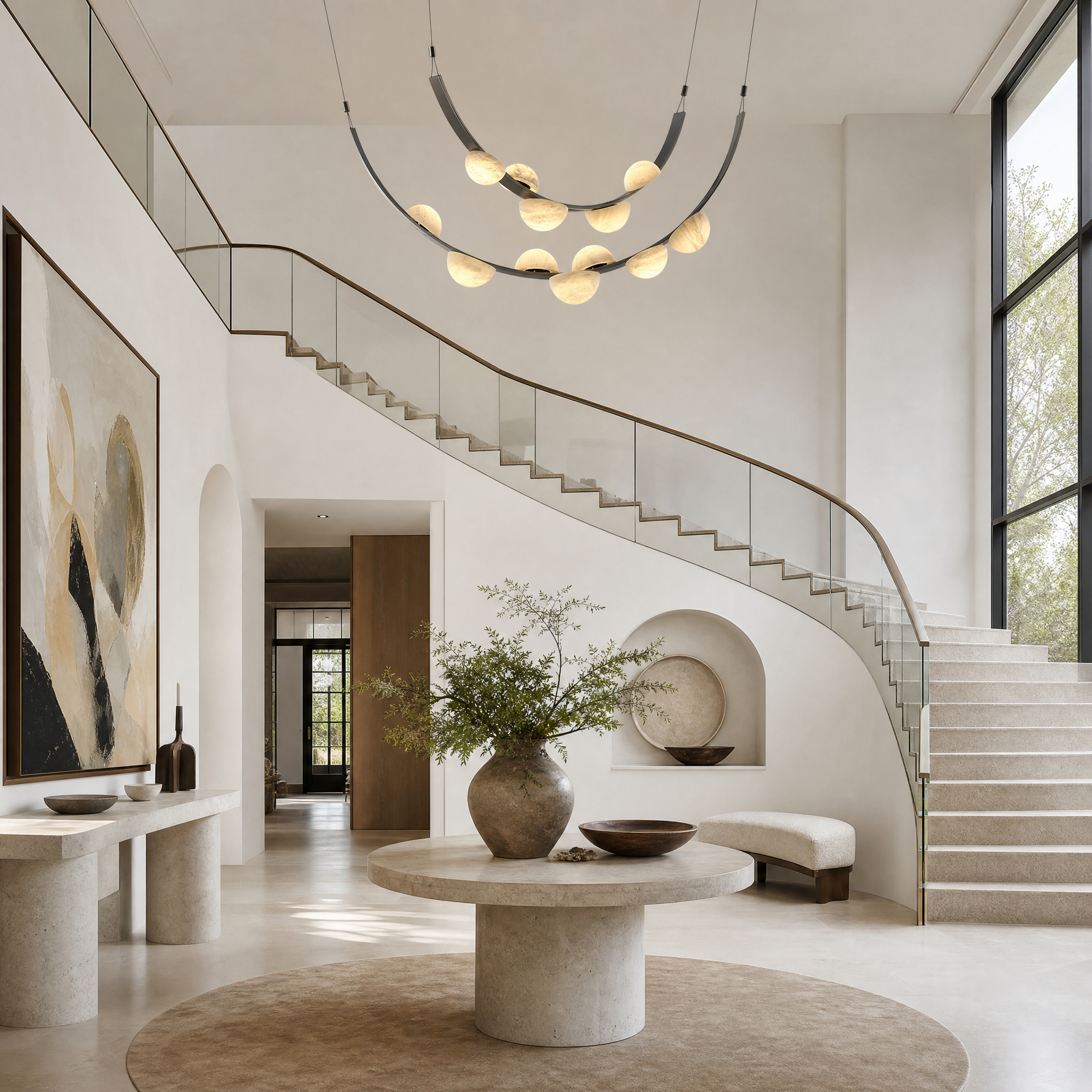 Dew Drops Alabaster LED Chandelier – Black White Warm Light