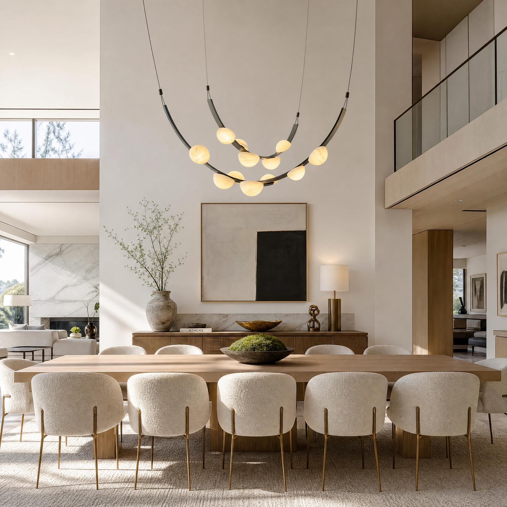Dew Drops Alabaster LED Chandelier – Black White Warm Light