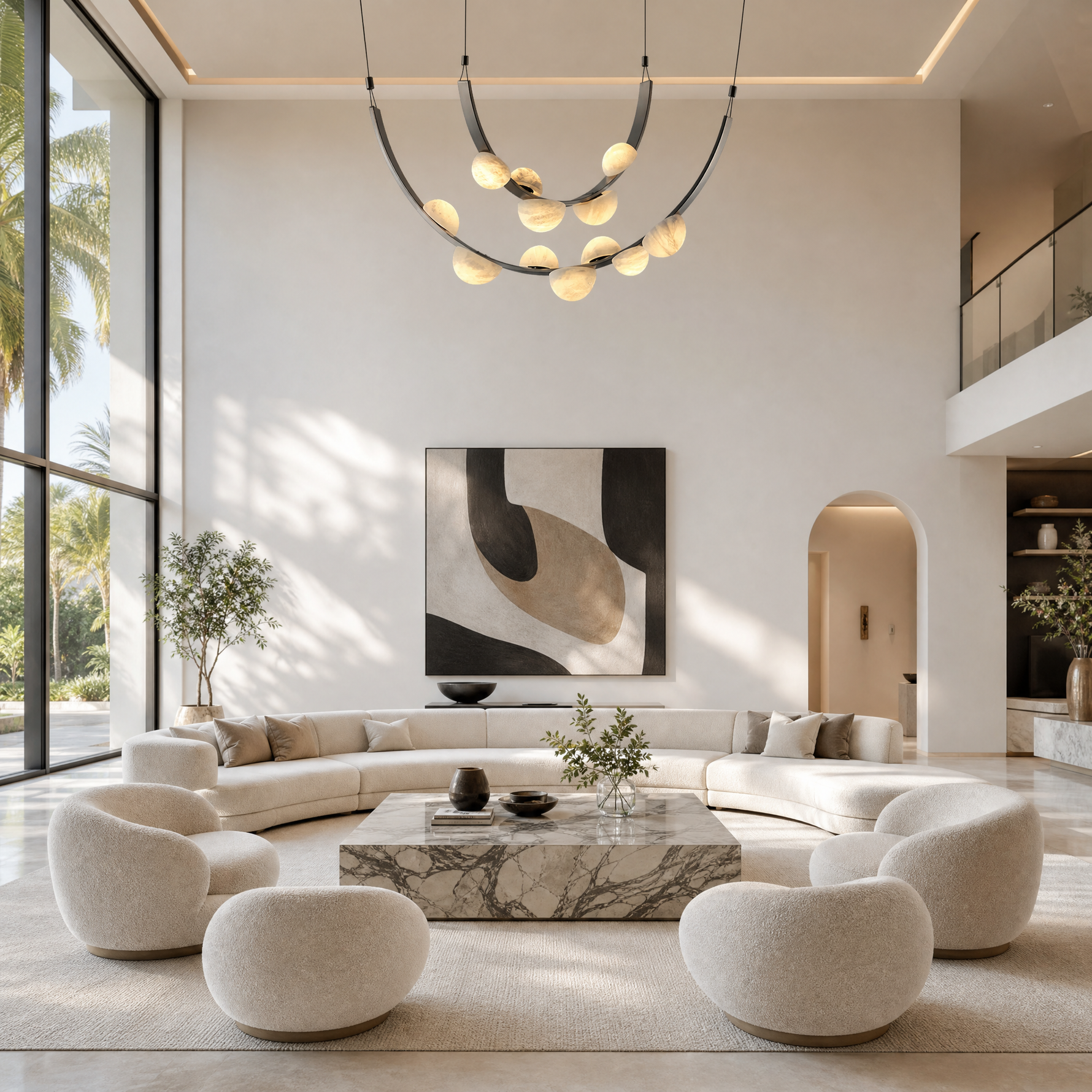Dew Drops Alabaster LED Chandelier – Black White Warm Light