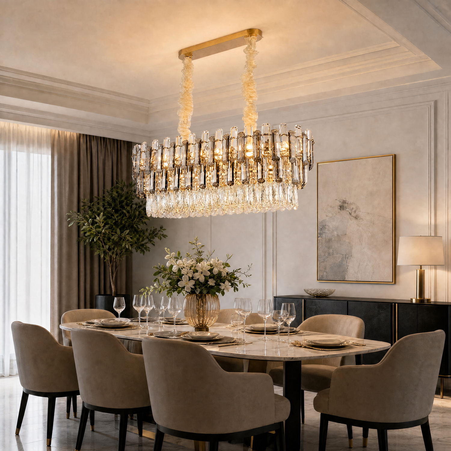 Diadema Brass Rectangular Chandelier