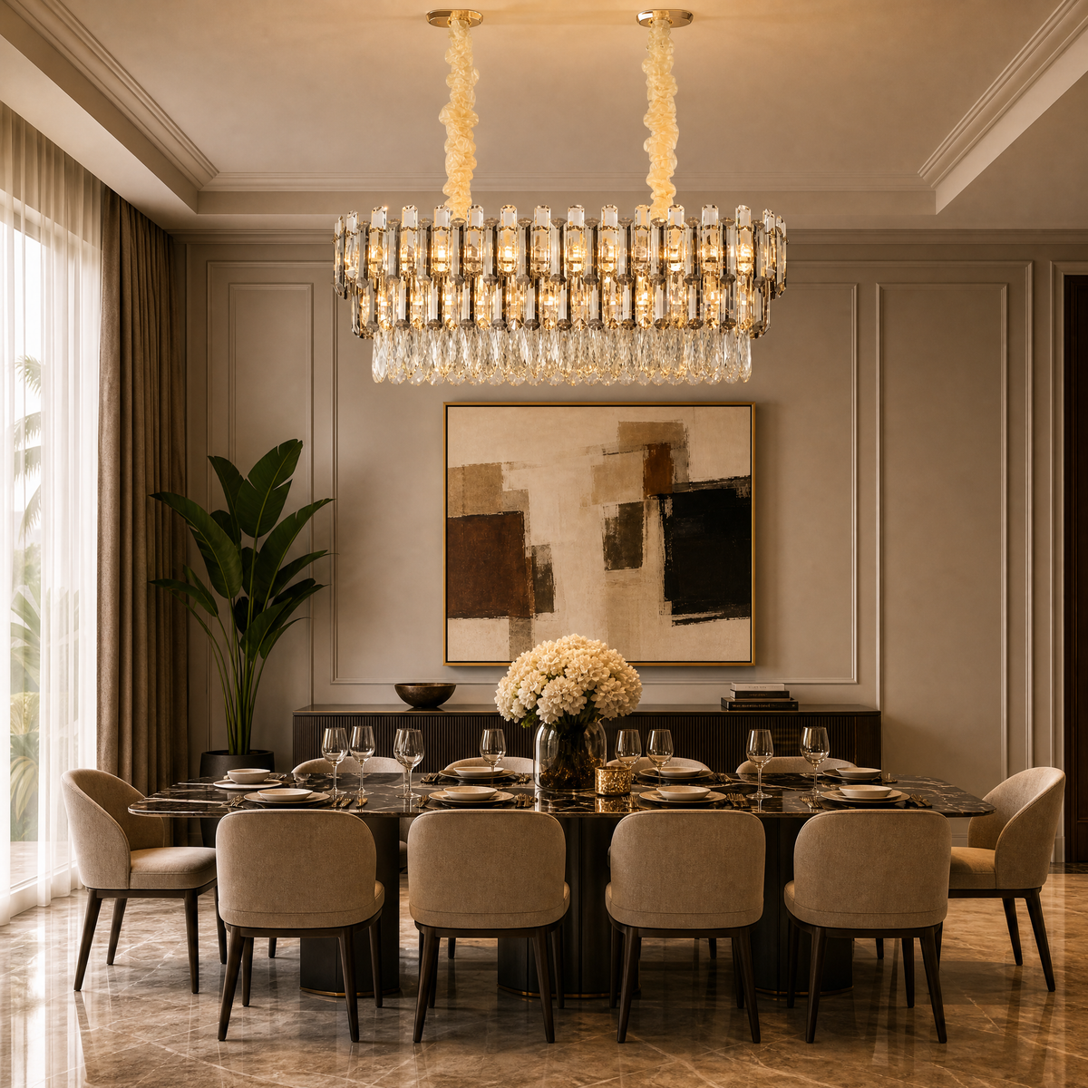 Diadema Brass Rectangular Chandelier