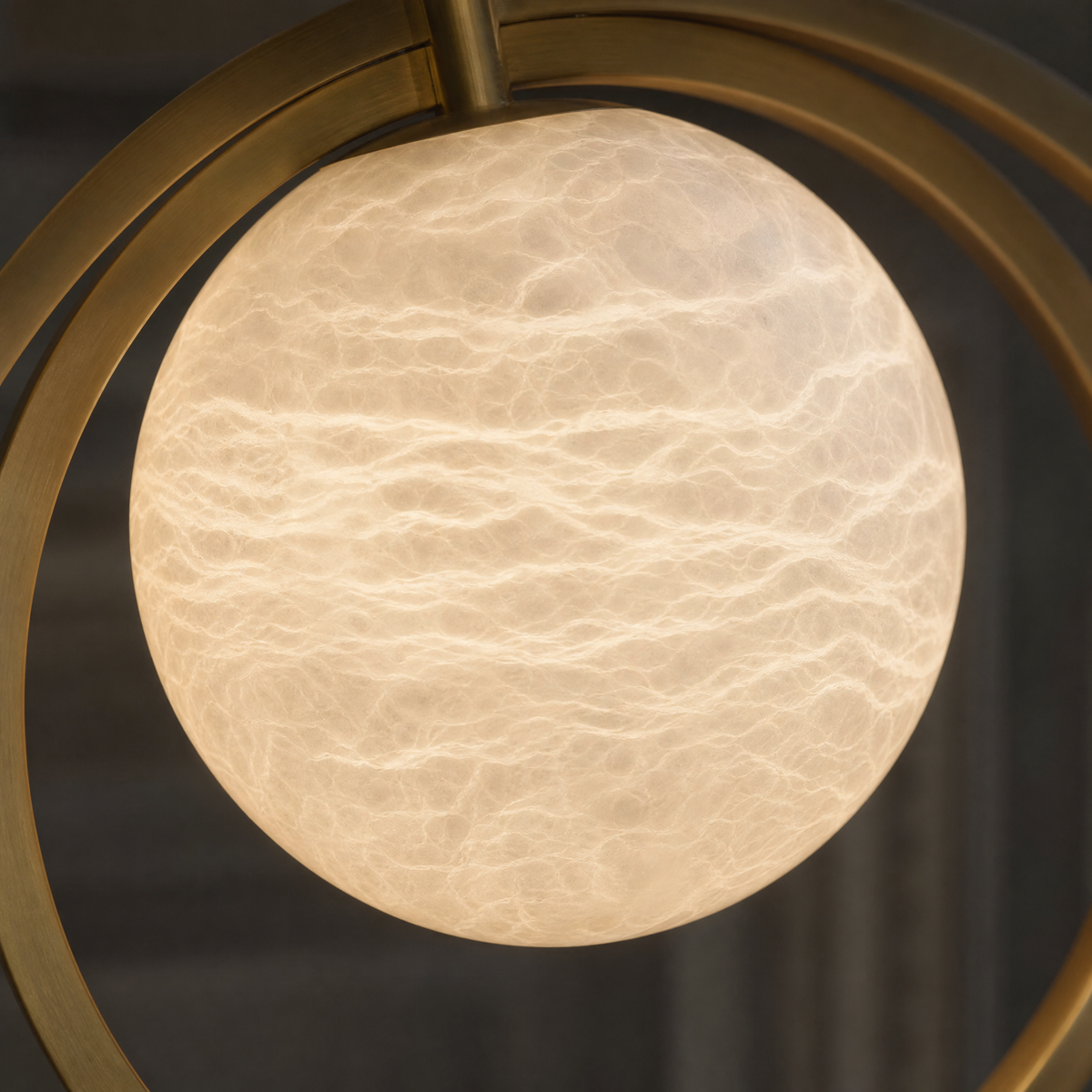 Double Ring + Orb Alabaster Pendant Light