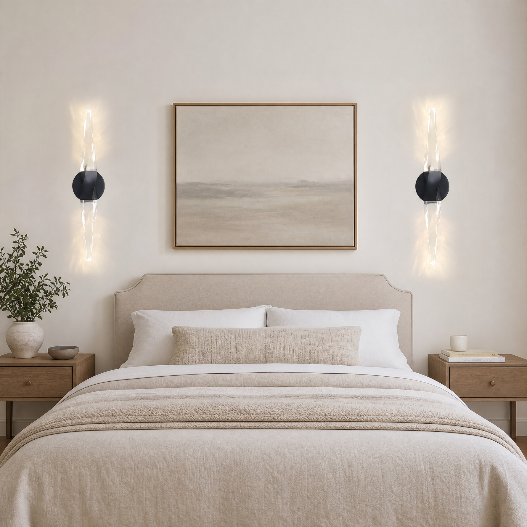 Double-headed Marble Round Tube Wall Lamp - Nickel Single