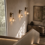 Double-layer Round Pendant with Upper and Lower Glass Tubes - 30-Light - Copper Color