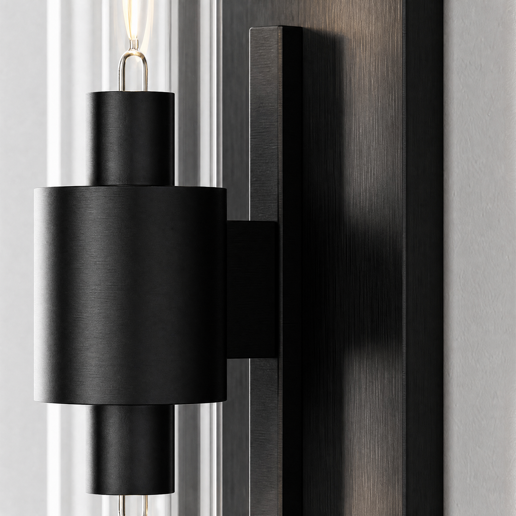 Duo Glass Tube Wall Sconce Double - Black (New Color)