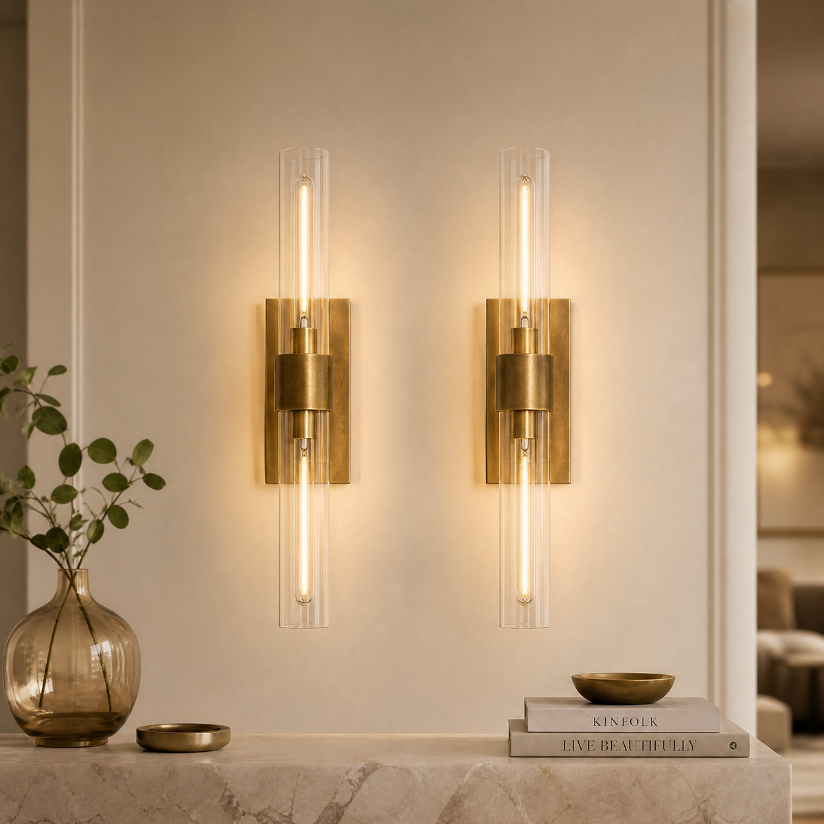 Duo Glass Tube Wall Sconce Double - Copper (New Color)