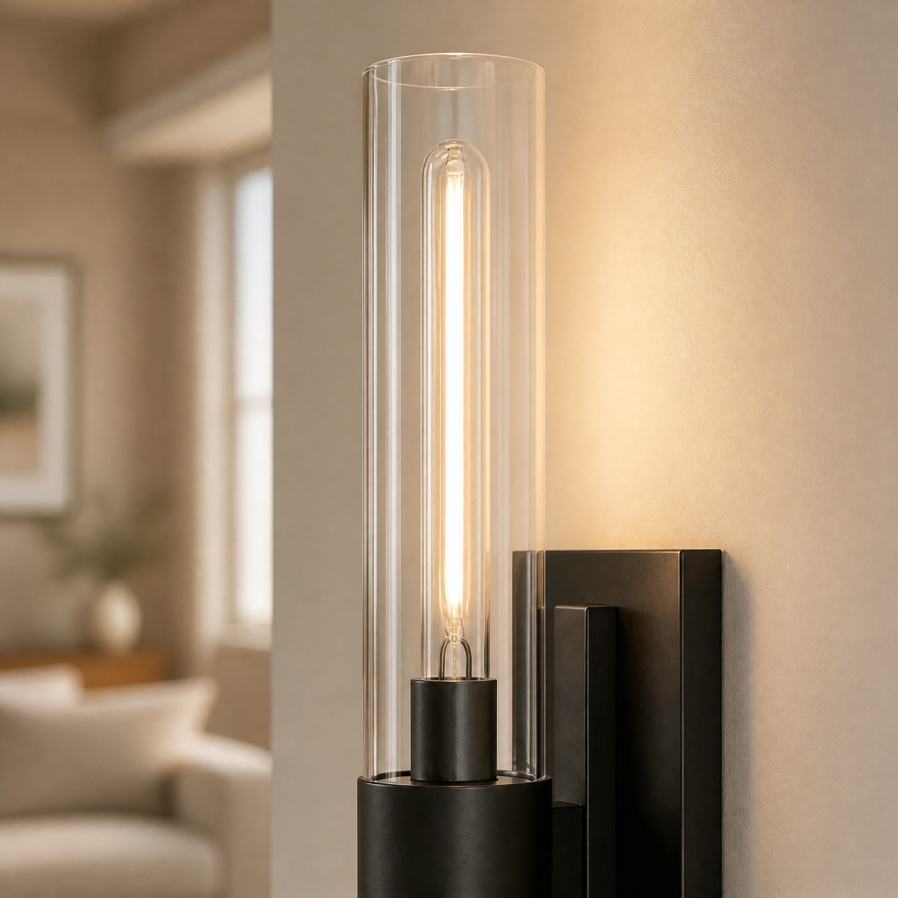 Duo Glass Tube Wall Sconce Single - Black (New Color)