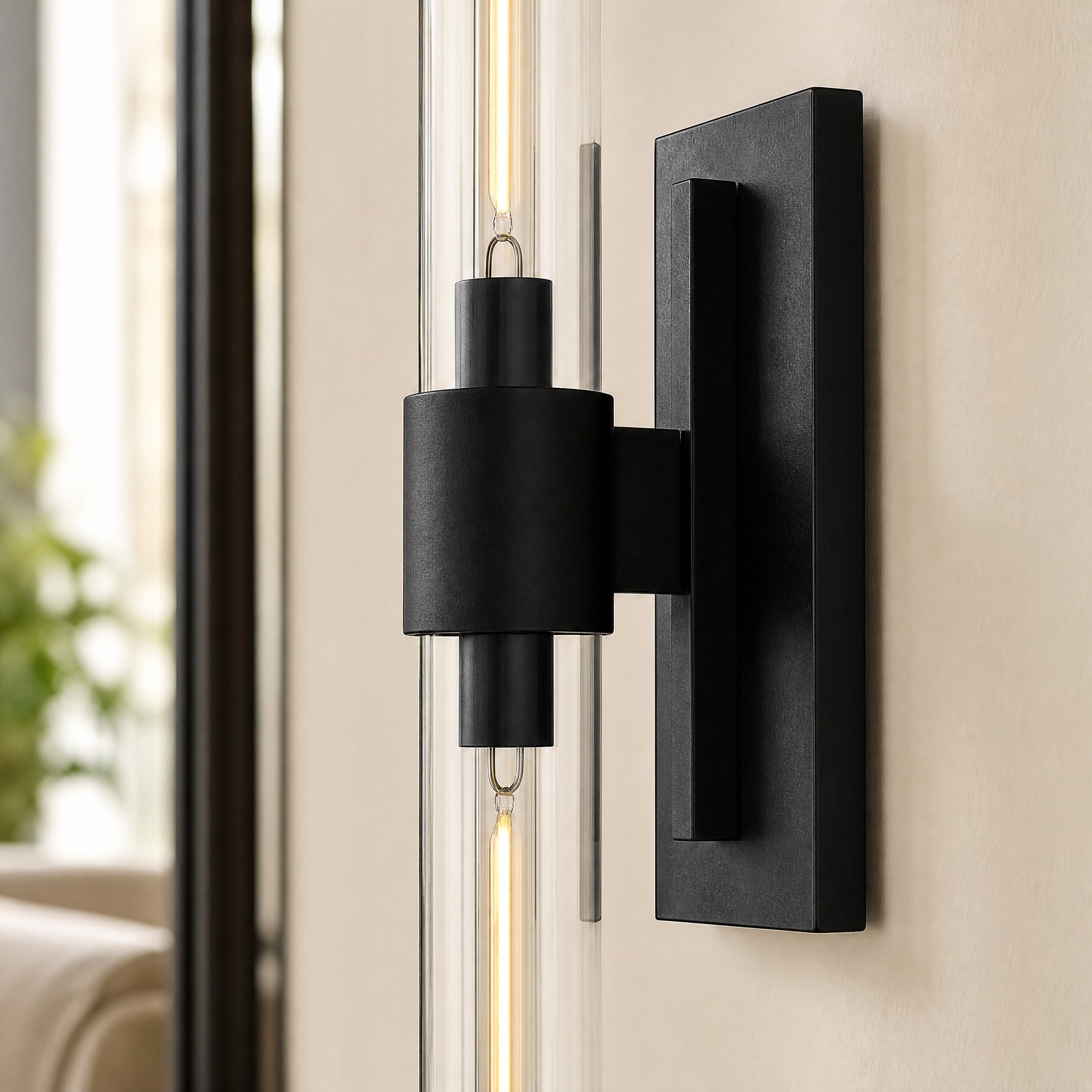 Duo Glass Tube Wall Sconce Single - Black (New Color)