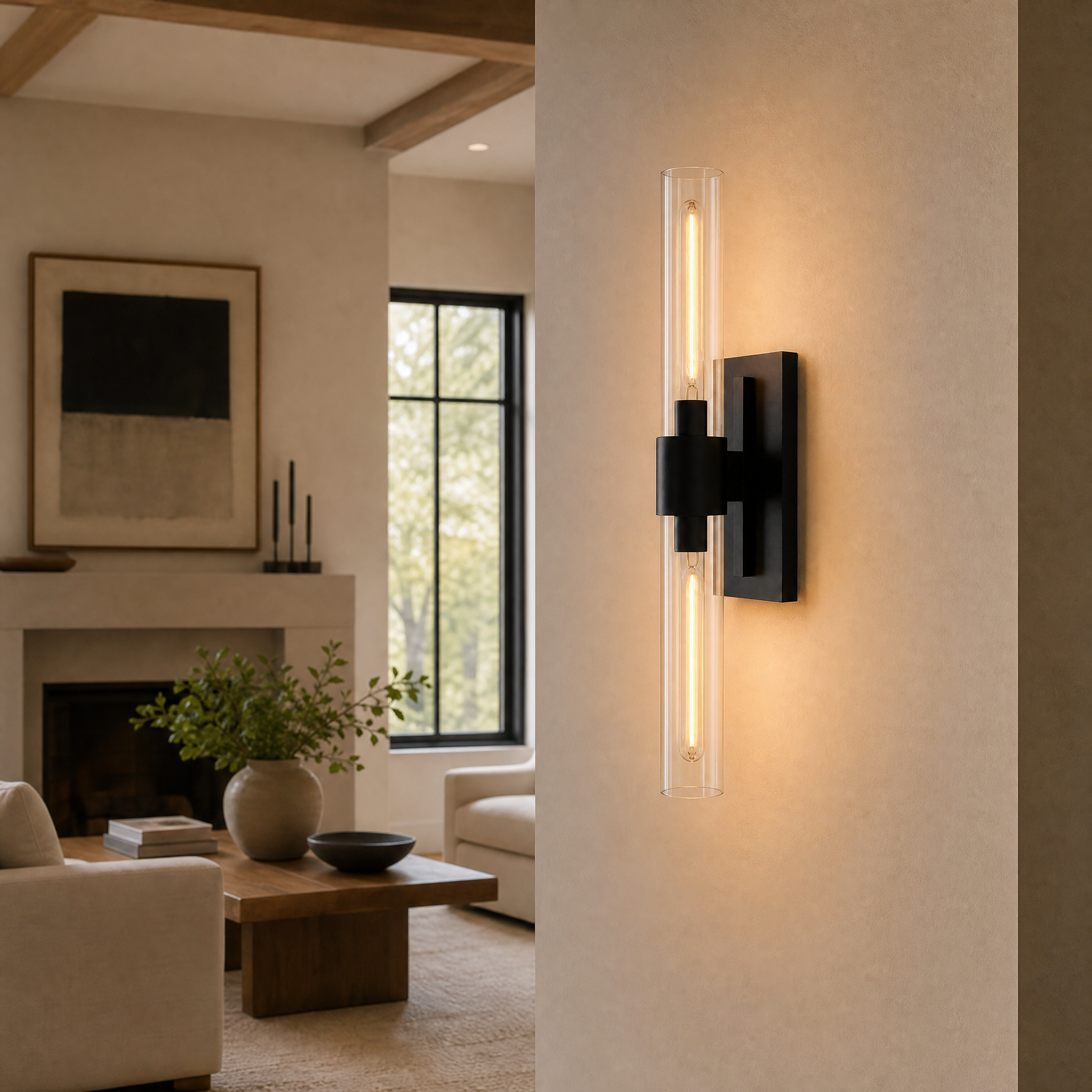 Duo Glass Tube Wall Sconce Single - Black (New Color)