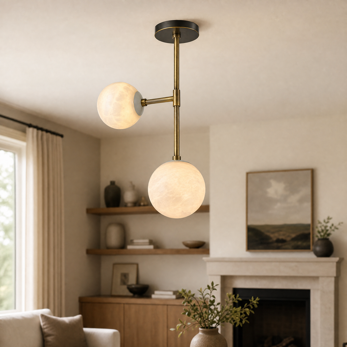 Duo Orb Ceiling Alabaster