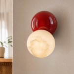 Duo Sphere Crimson Eclipse Alabaster Wall Sconce