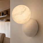 Duo Sphere Crimson Eclipse Alabaster Wall Sconce