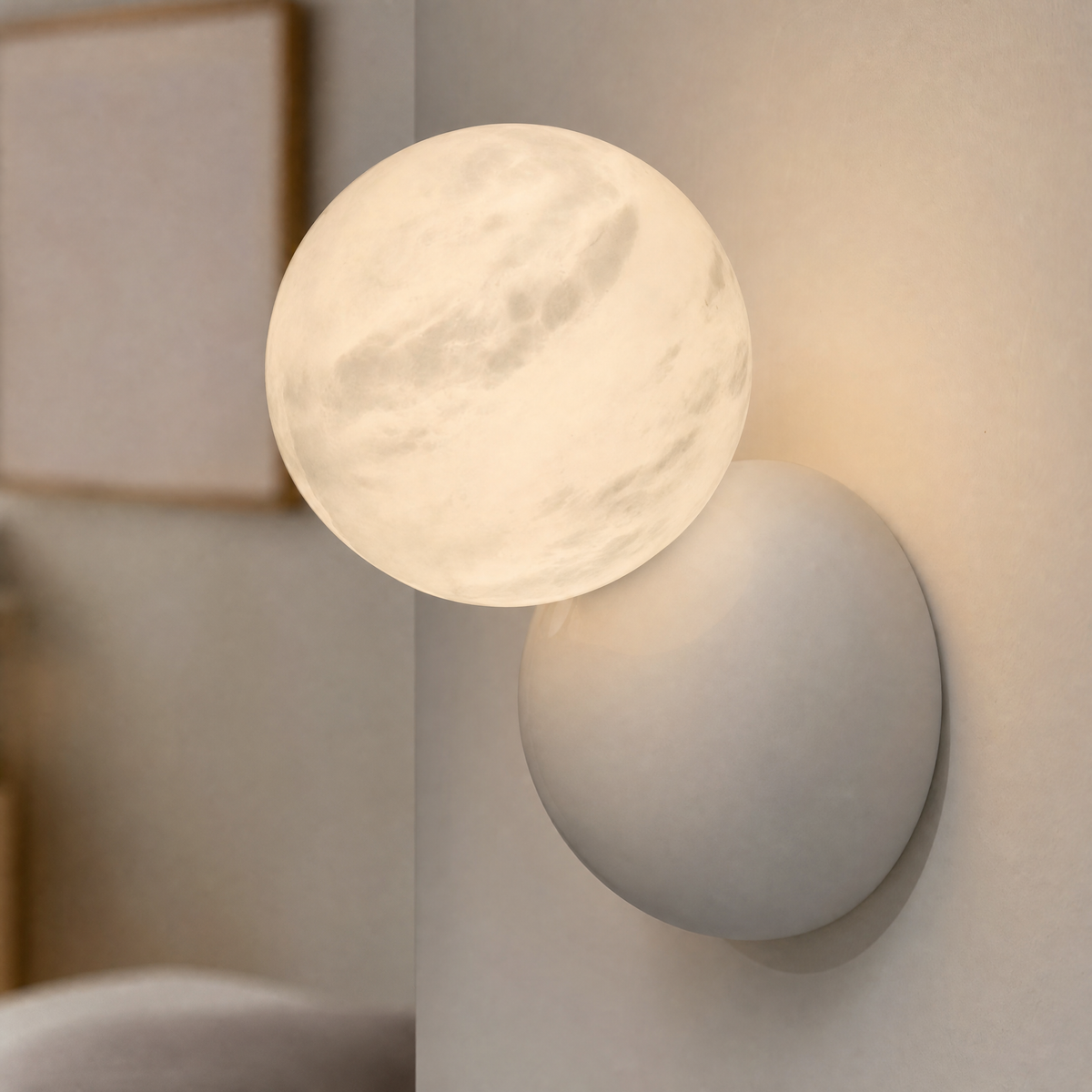Duo Sphere Crimson Eclipse Alabaster Wall Sconce