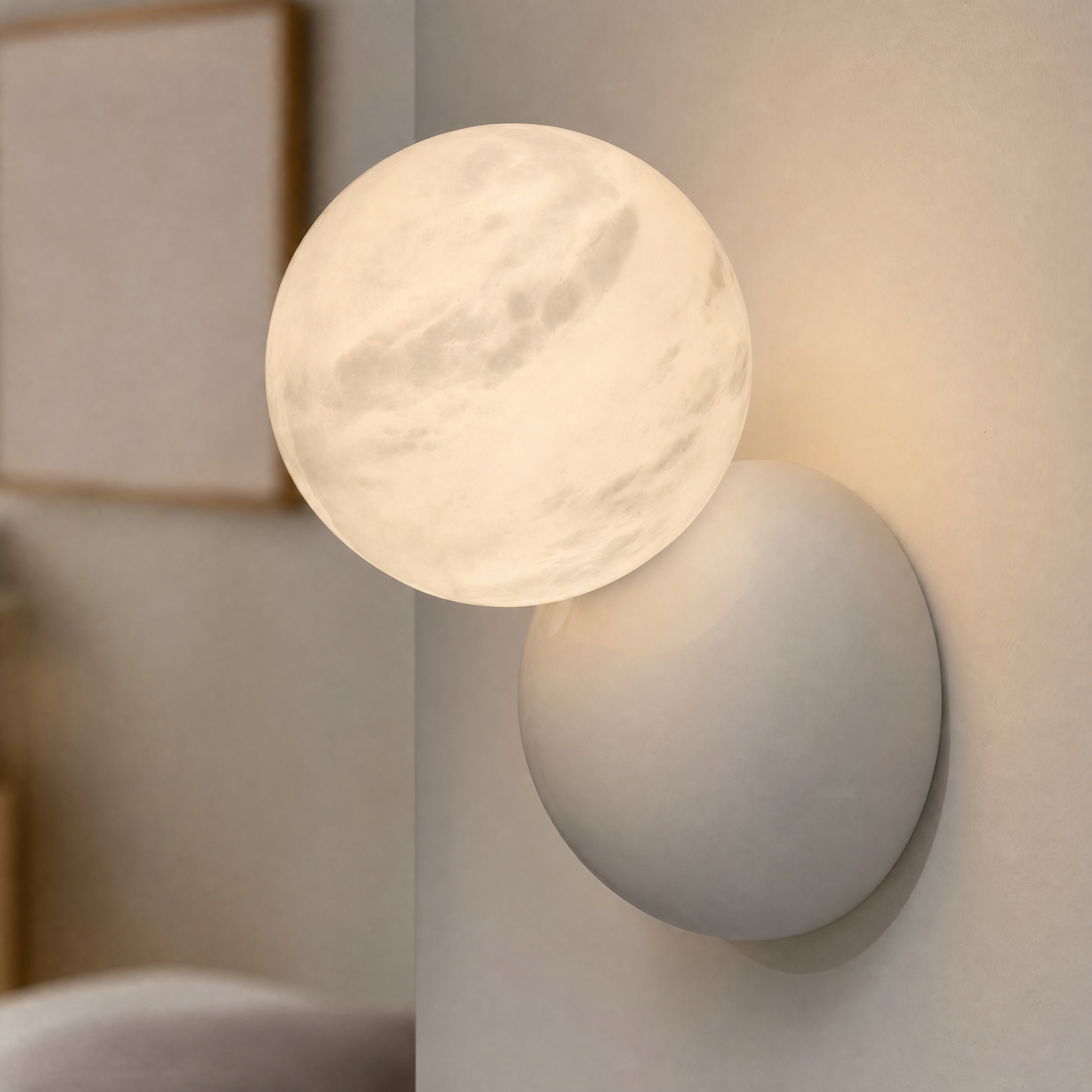 Duo Sphere Crimson Eclipse Alabaster Wall Sconce